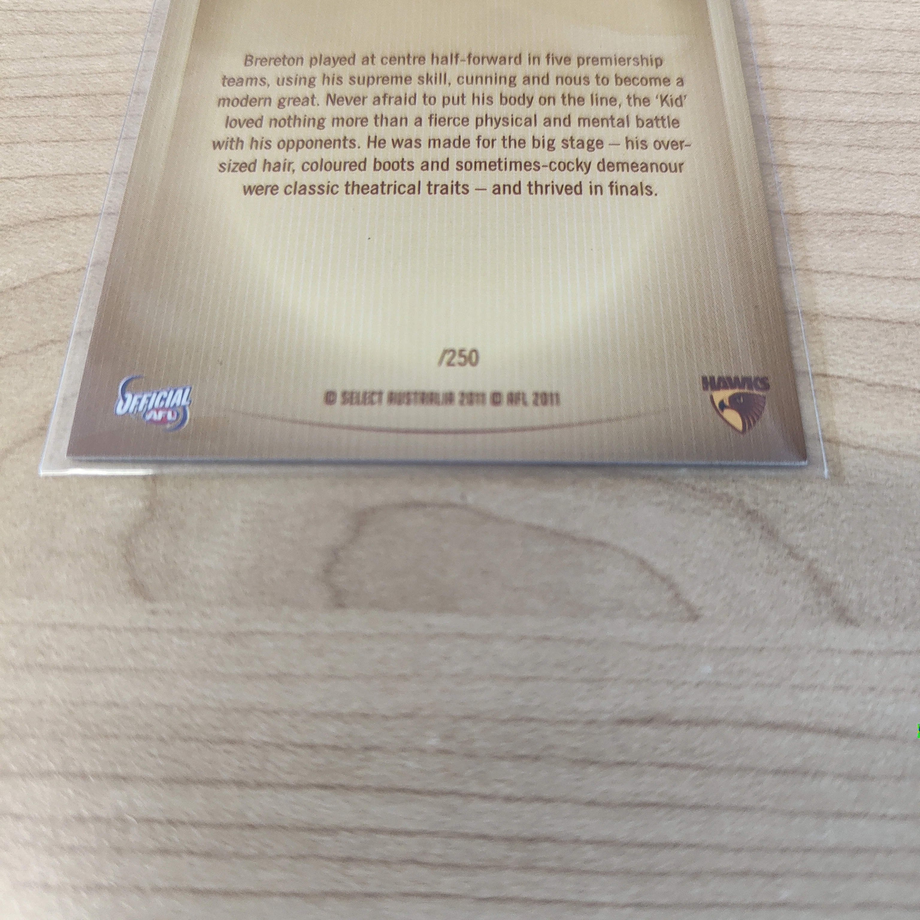 2011 Select Signature Series Dermott Brereton Hawthorn Hand Signed Unnumbered Card - Image 3