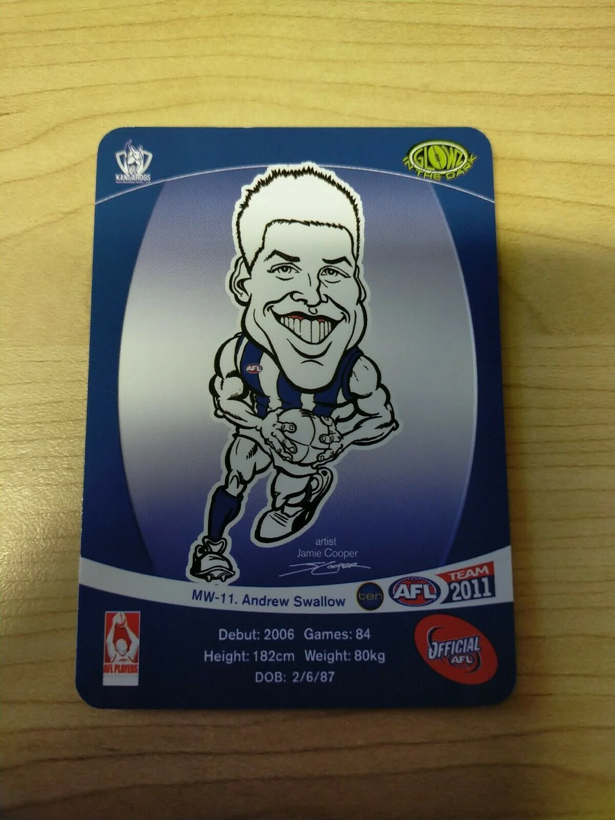 2011 Teamcoach Magic Wildcard Printing Error Card Andrew Swallow North Melbourne - Image 2