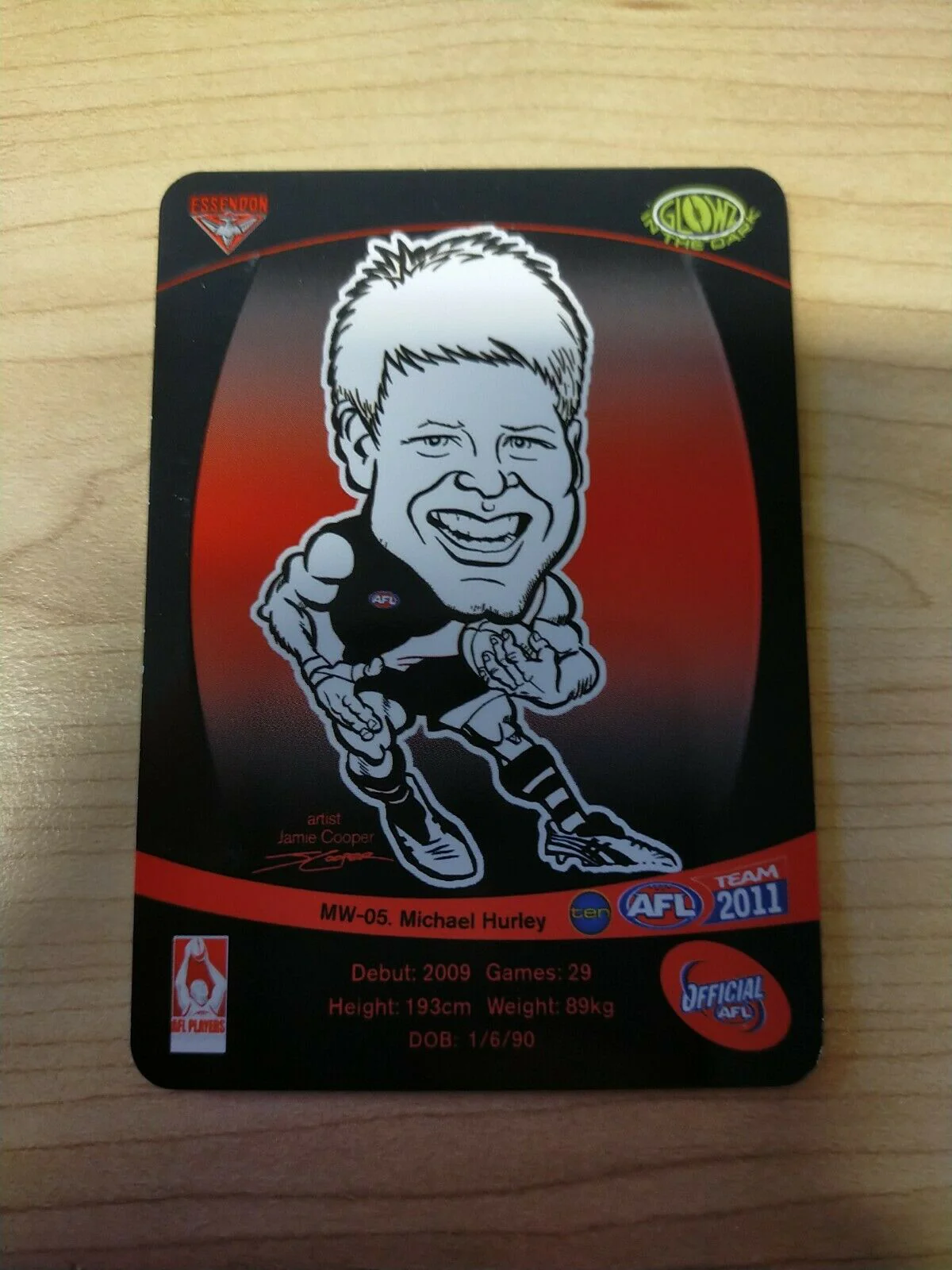 2011 Teamcoach Magic Wildcard Printing Error Card Michael Hurley Essendon - Image 2