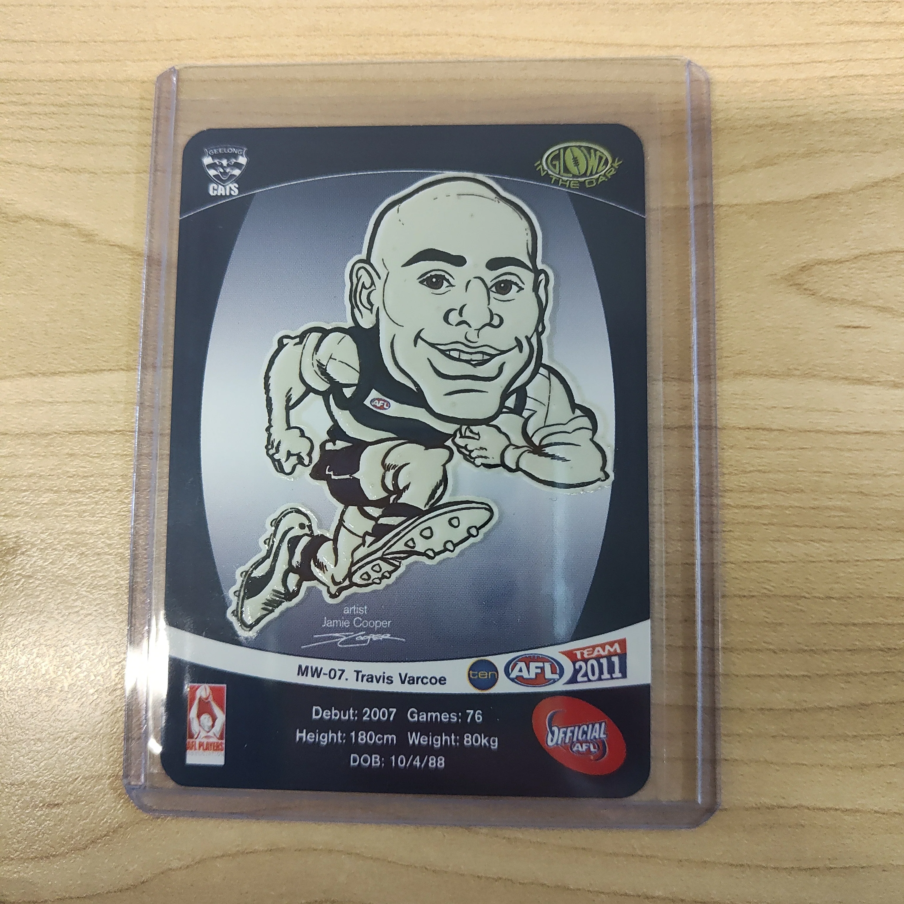 2011 AFL Teamcoach Magic Wildcard Printing Error Card Travis Varcoe Geelong - Image 2