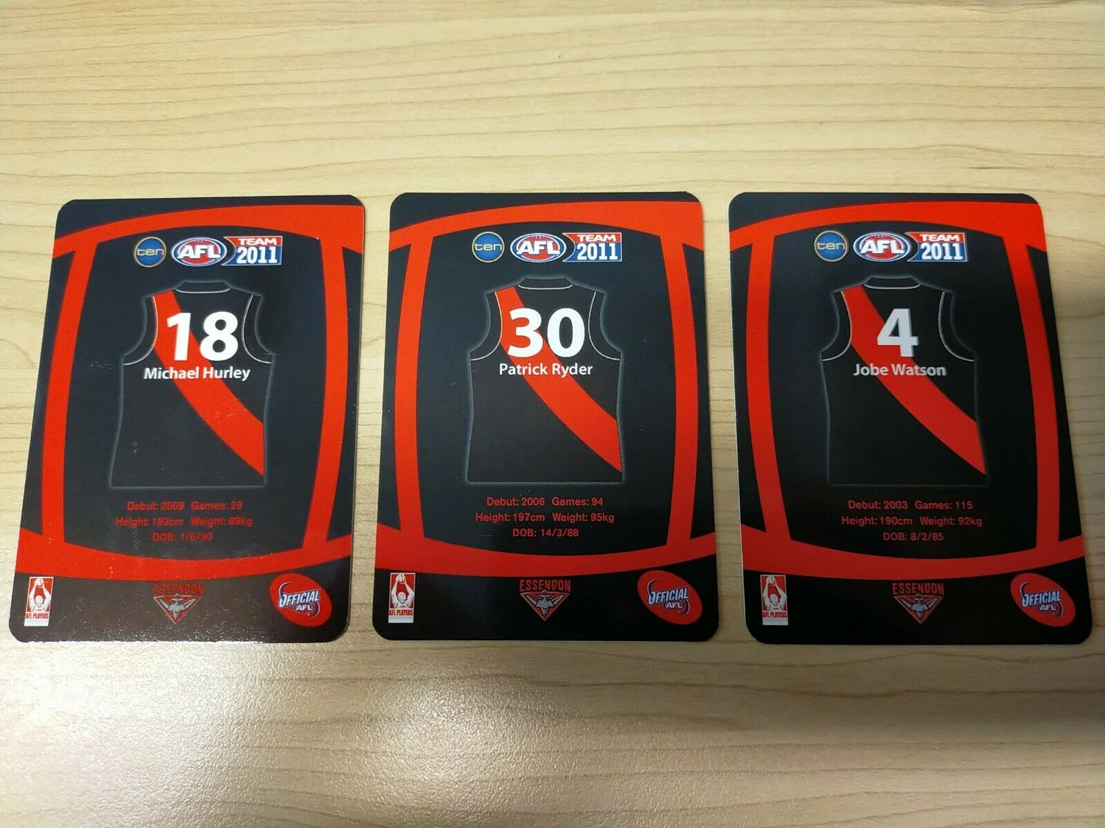 2011 Teamcoach Prize Cards Team Set ERROR CARDS NOT EMBOSSED Essendon - Image 2