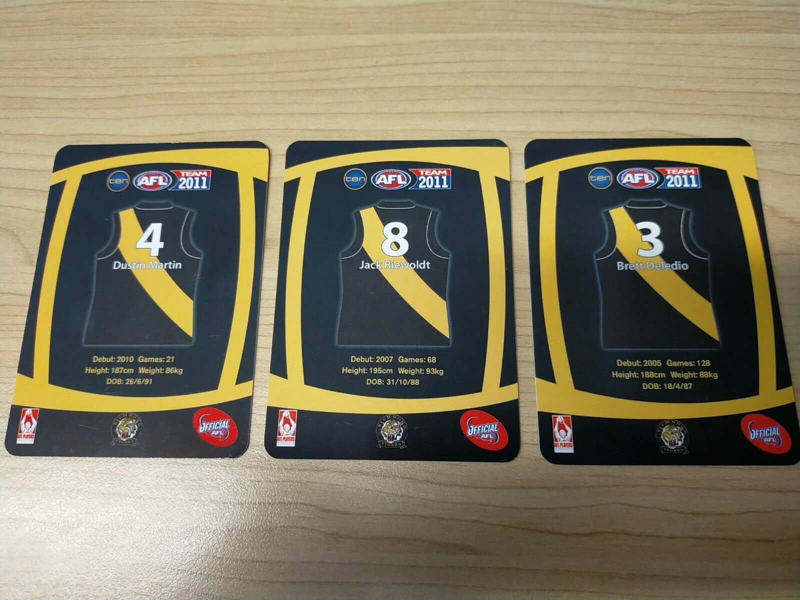 2011 Teamcoach Prize Cards Team Set ERROR CARDS NOT EMBOSSED Richmond - Image 2