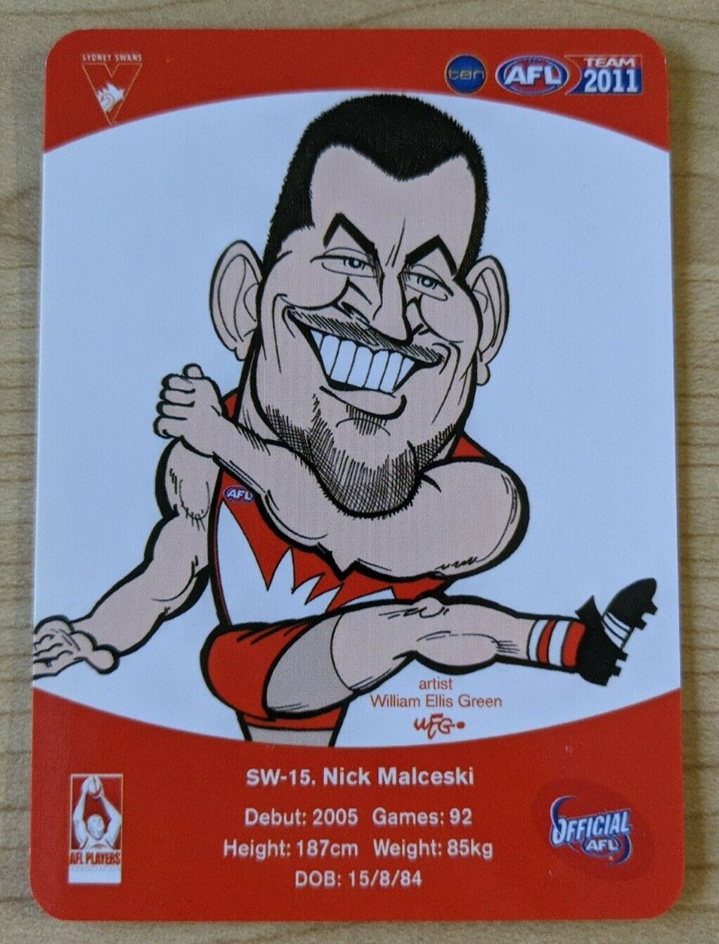2011 Teamcoach Sample Star Wildcard SW-15 Nick Malceski Sydney - Image 2