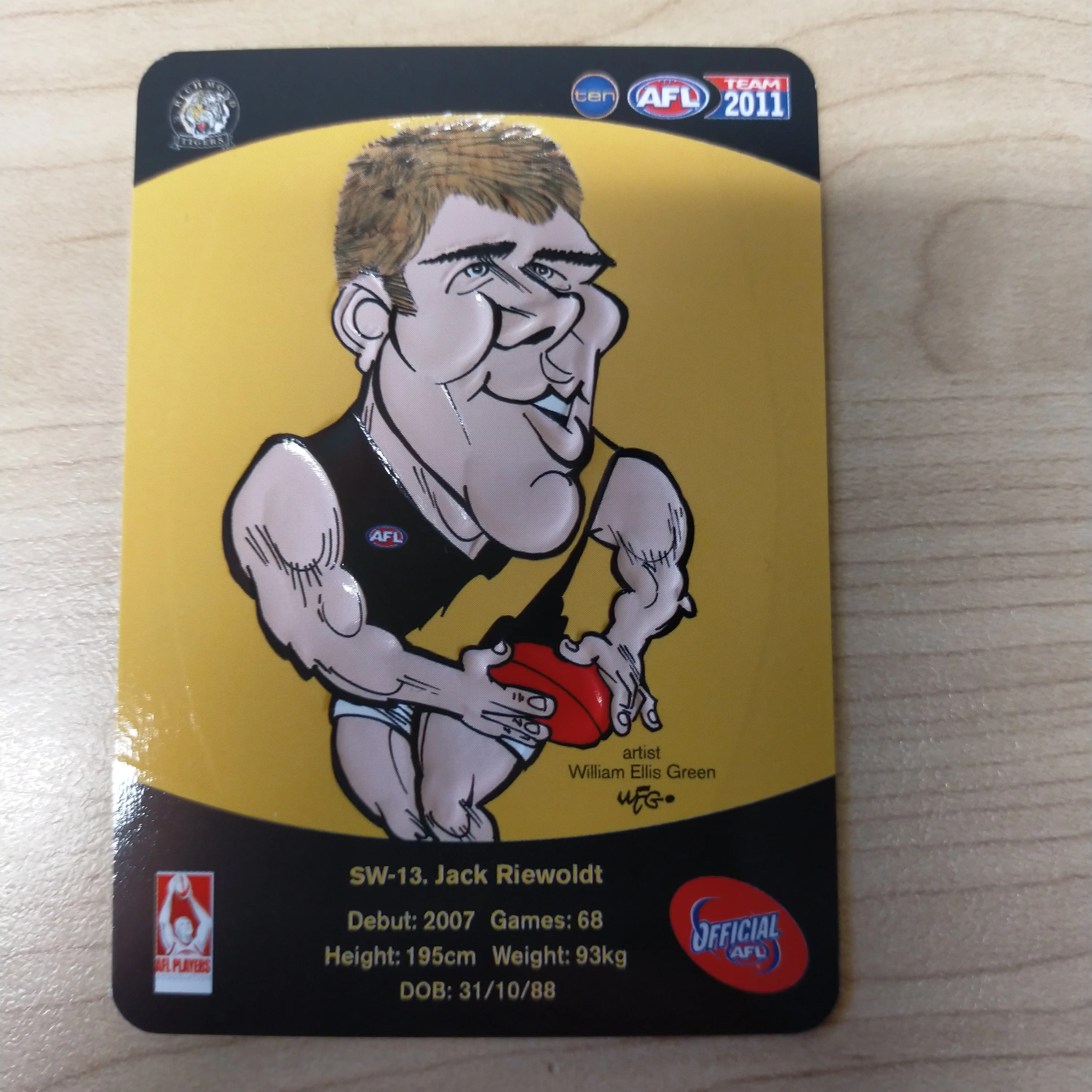 2011 Teamcoach Star Wildcard Jack Riewoldt Richmond SW-13 - Image 2