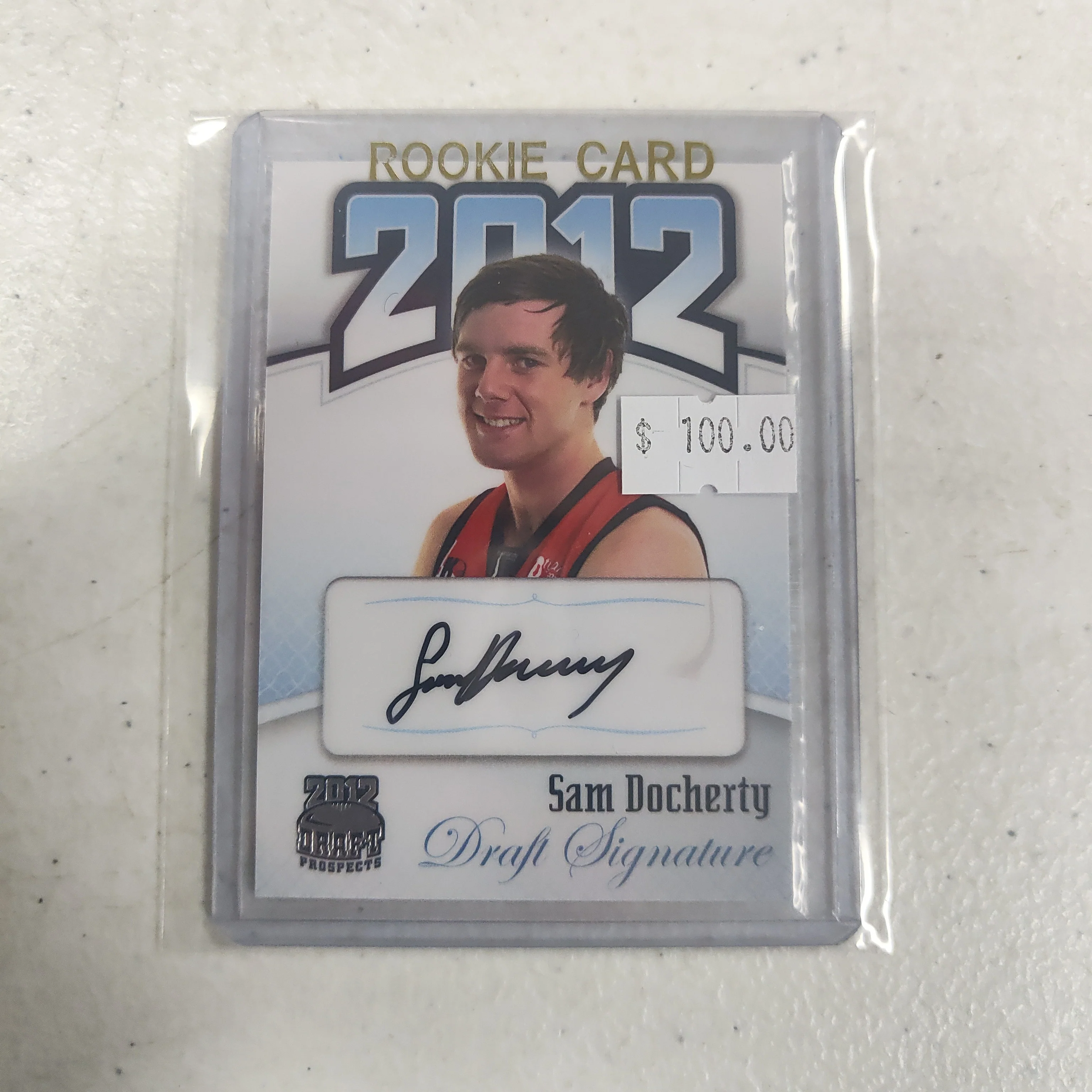 2012 AFL Footy Cards Draft Prospect Draft Pick Signature Sam Docherty Carlton 33/50