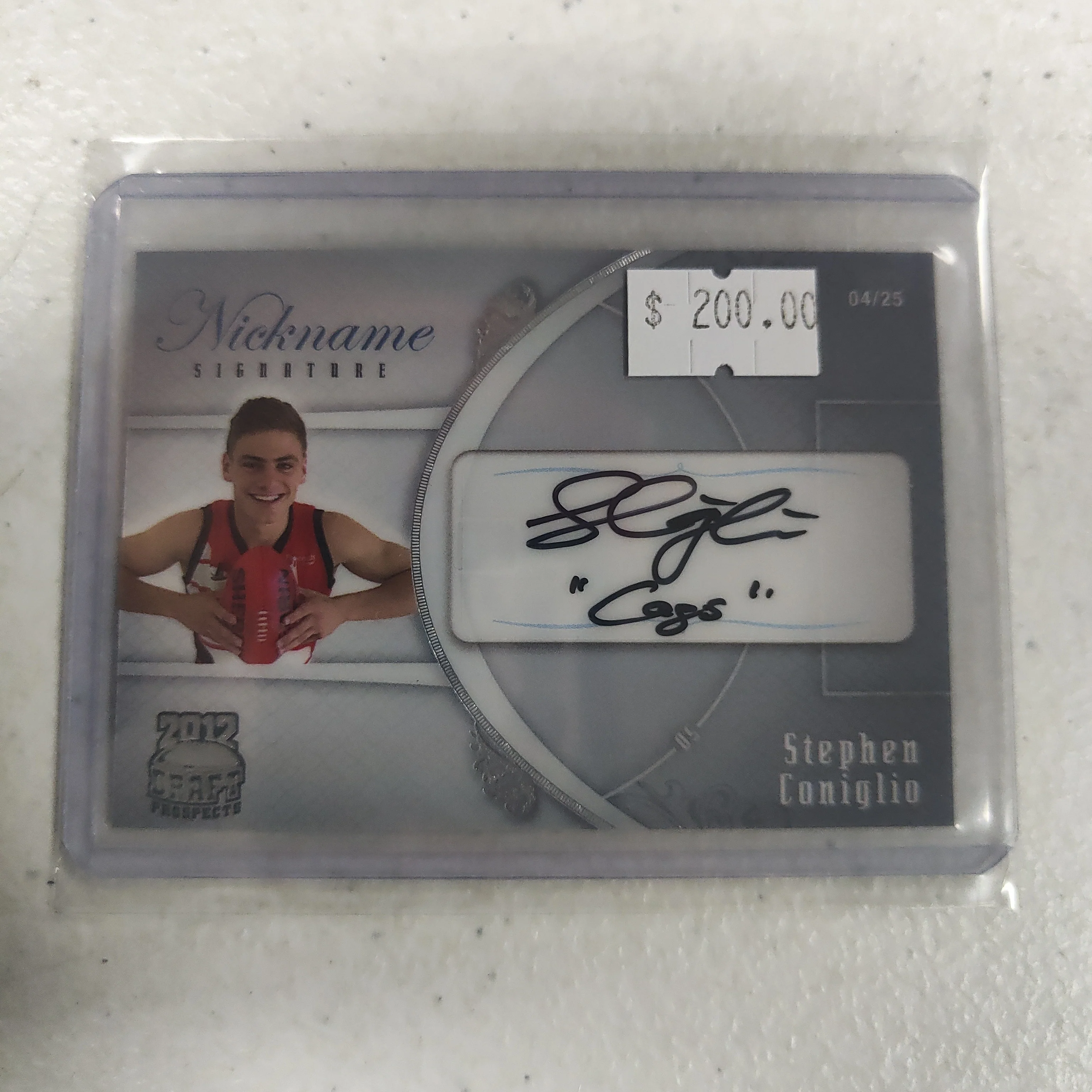 2012 AFL Footy Cards Draft Prospect Nickname Signature Stephen Coniglio GWS 04/25