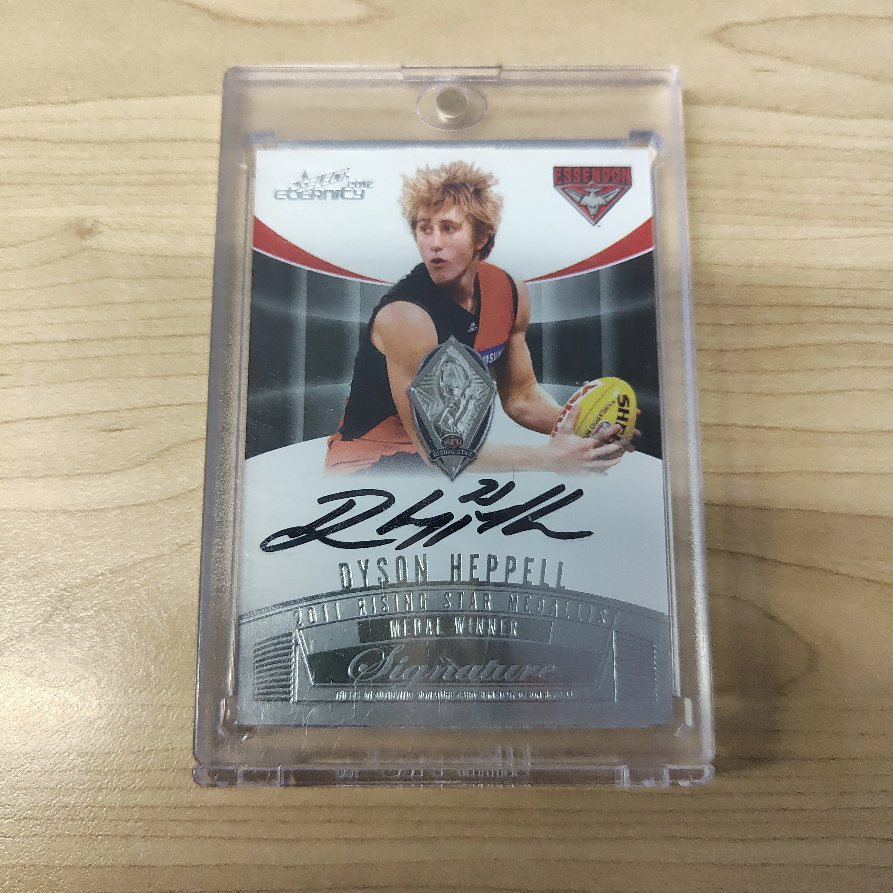 2012 AFL Select Eternity Dyson Heppell Essendon Rising Star Medal Signature Redemption