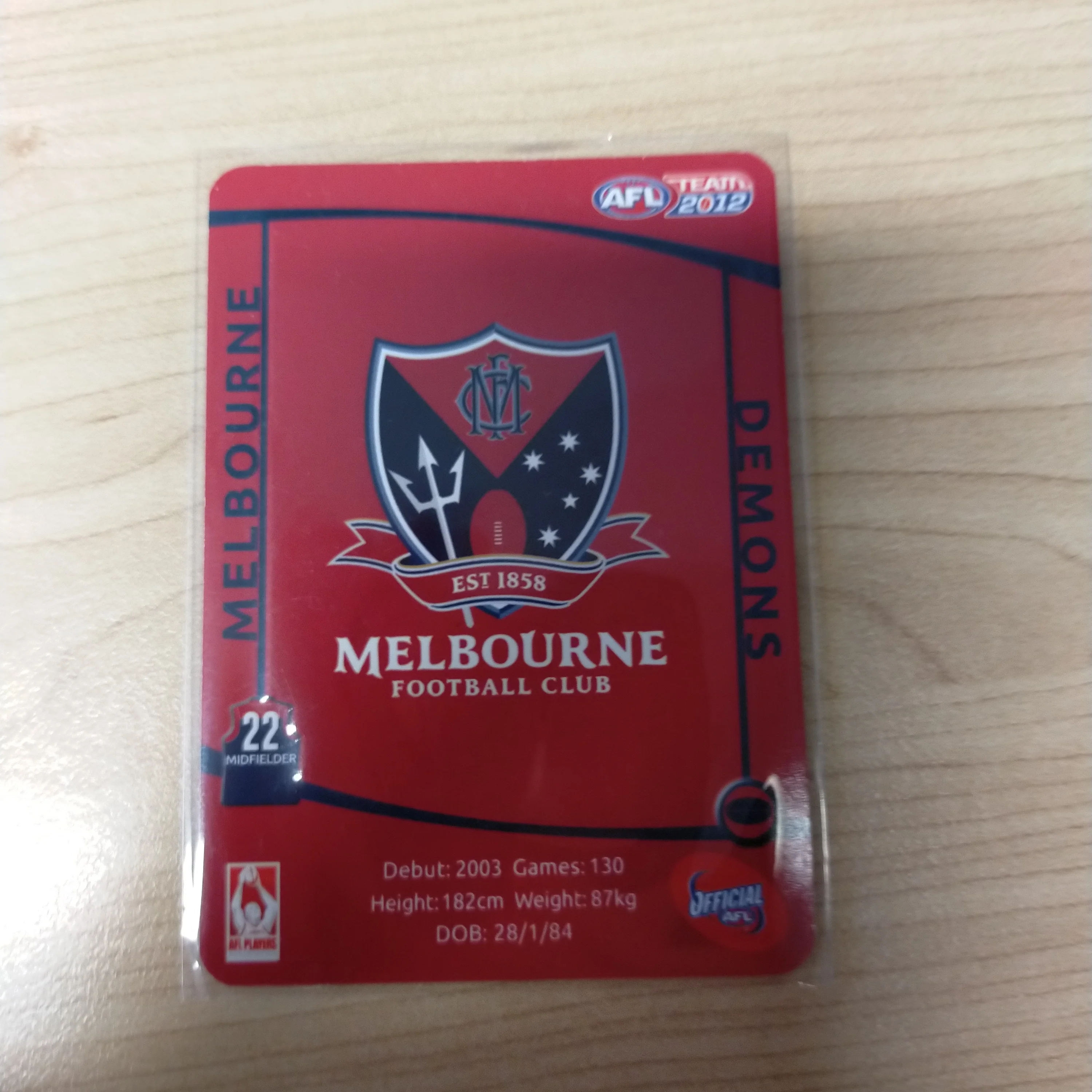 2012 AFL Teamcoach Prize Card Brent Moloney Melbourne - Image 2