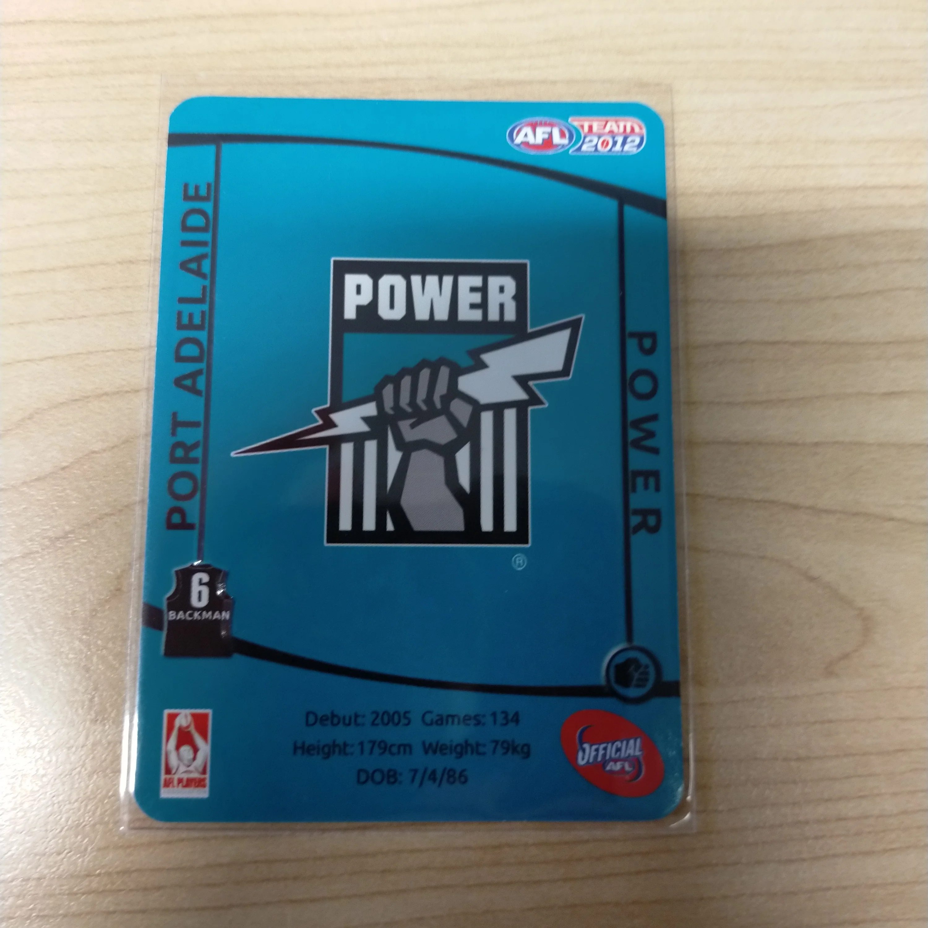 2012 AFL Teamcoach Prize Card Danyle Pearce Port Adelaide - Image 2