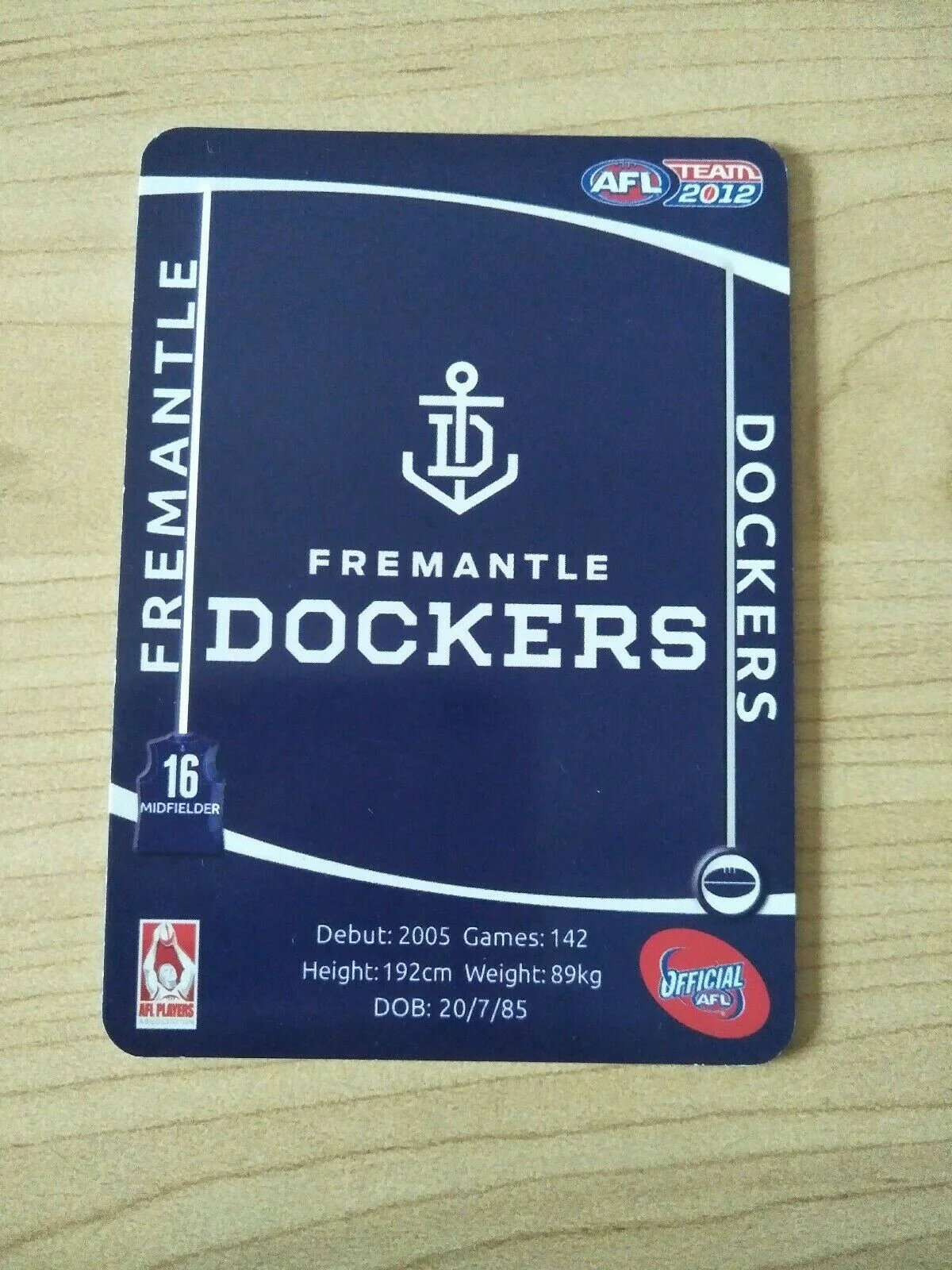2012 AFL Teamcoach Prize Card David Mundy Fremantle - Image 2