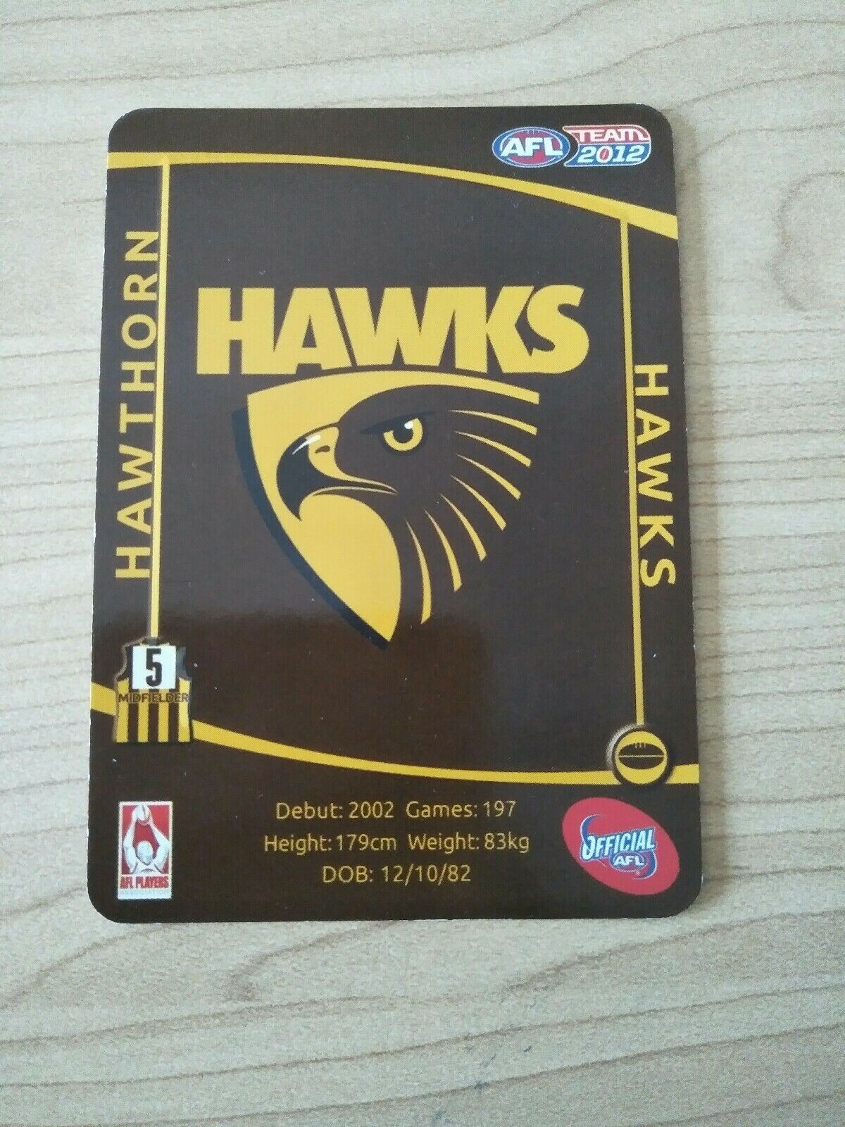 2012 AFL Teamcoach Prize Card Sam Mitchell Hawthorn - Image 2