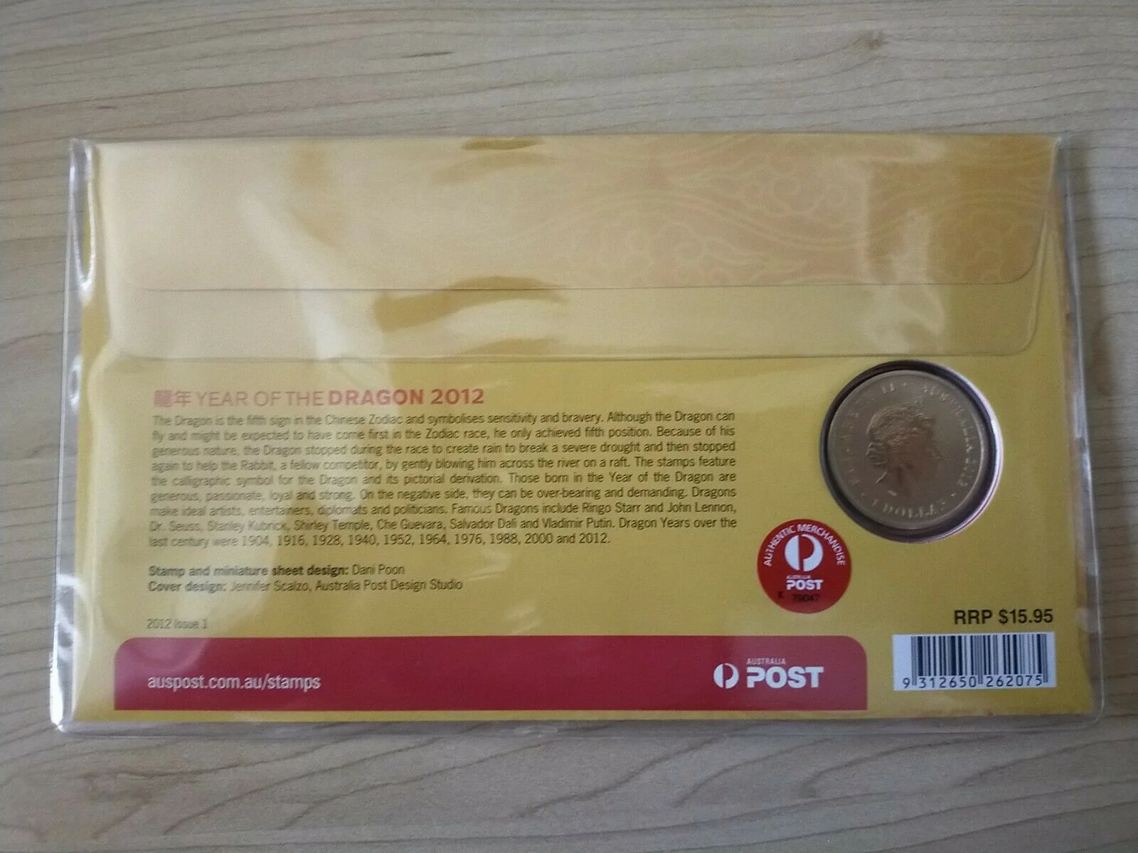 2012 Australian $1 Year of the Dragon PNC With Mini Sheet First Day Of Issue - Image 2