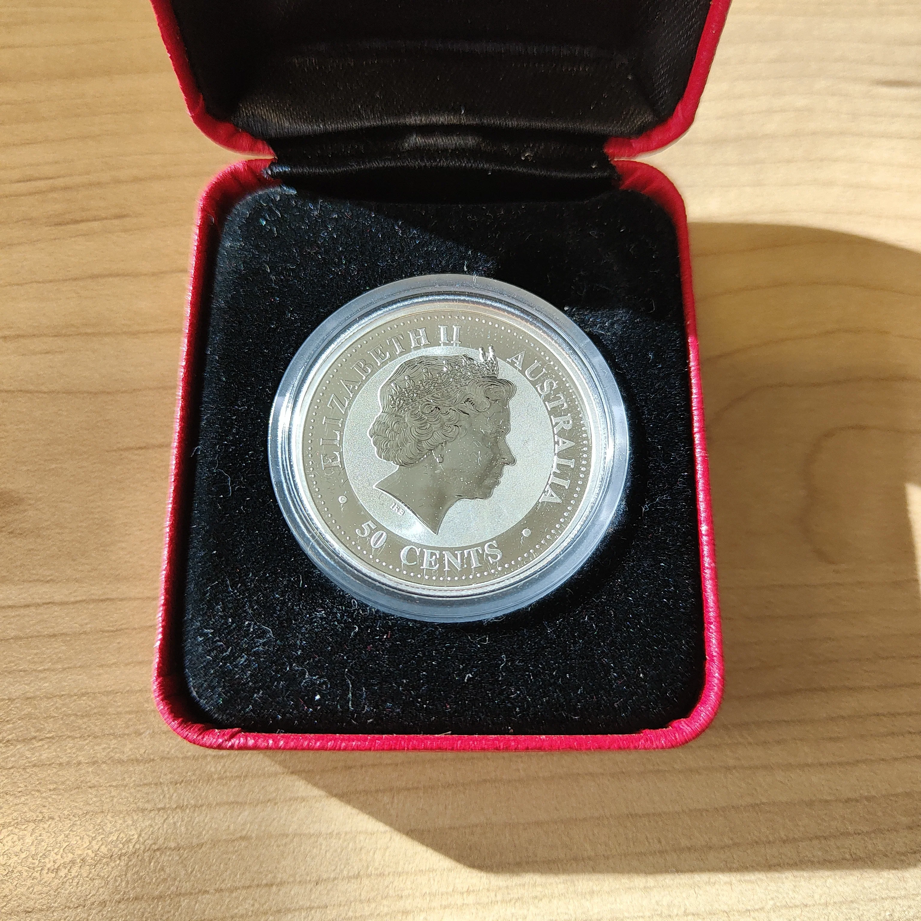Australia 2004 Perth Mint Fifty Cents 50c Lunar New Year of the Monkey .999 1/2oz Silver Coin - Image 3
