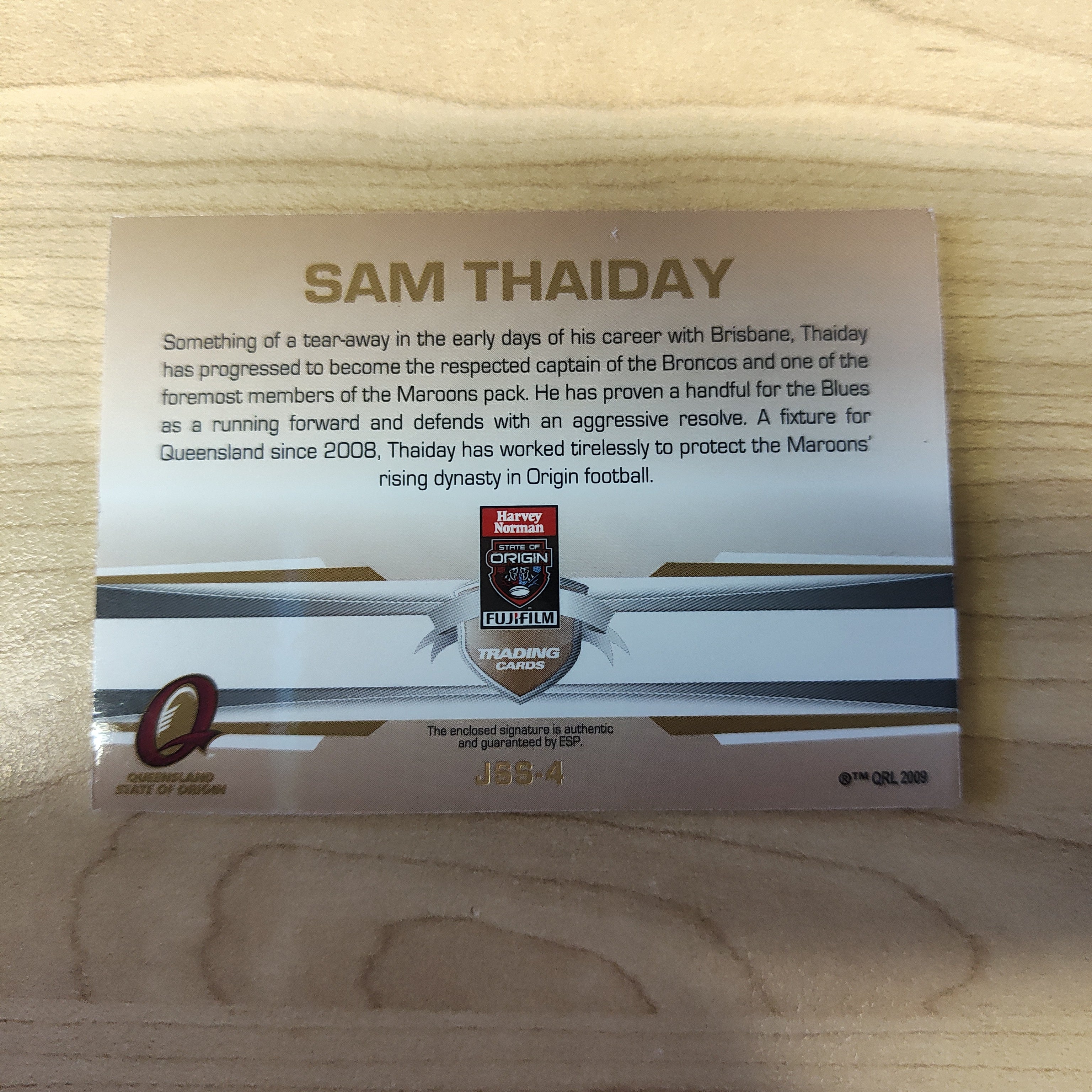 2012 NRL Limited Edition Jersey Signature Series Sam Thaiday QLD State of Origin - Image 2