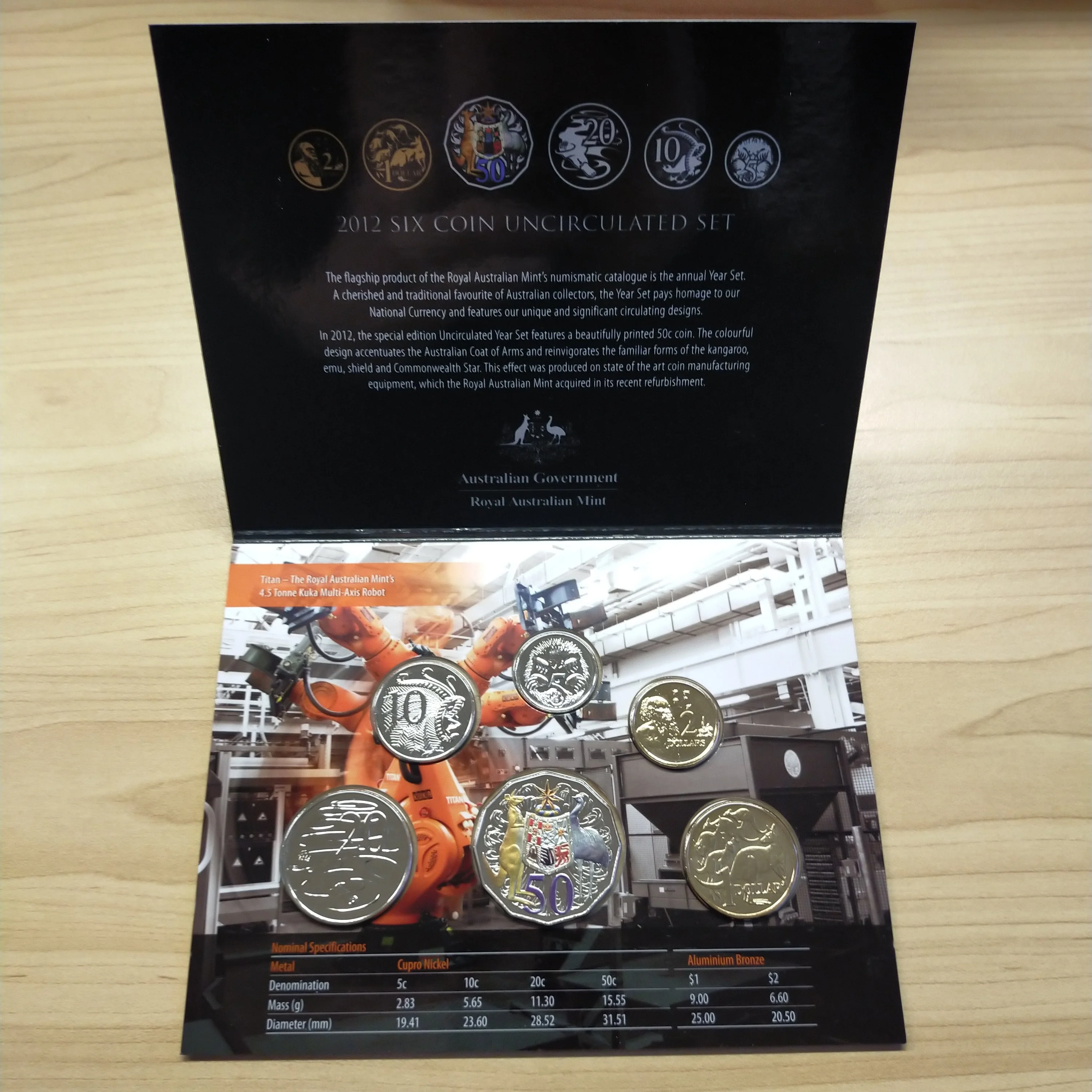 Australia 2012 Royal Australian Mint Uncirculated Year Coin Set with Coloured 50c - Image 2