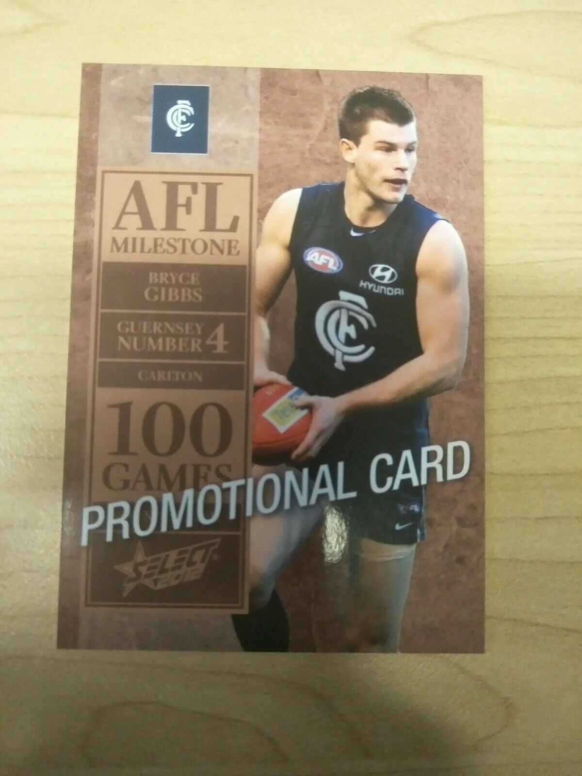 2012 Select AFL Milestone Promotional Card Bryce Gibbs Carlton