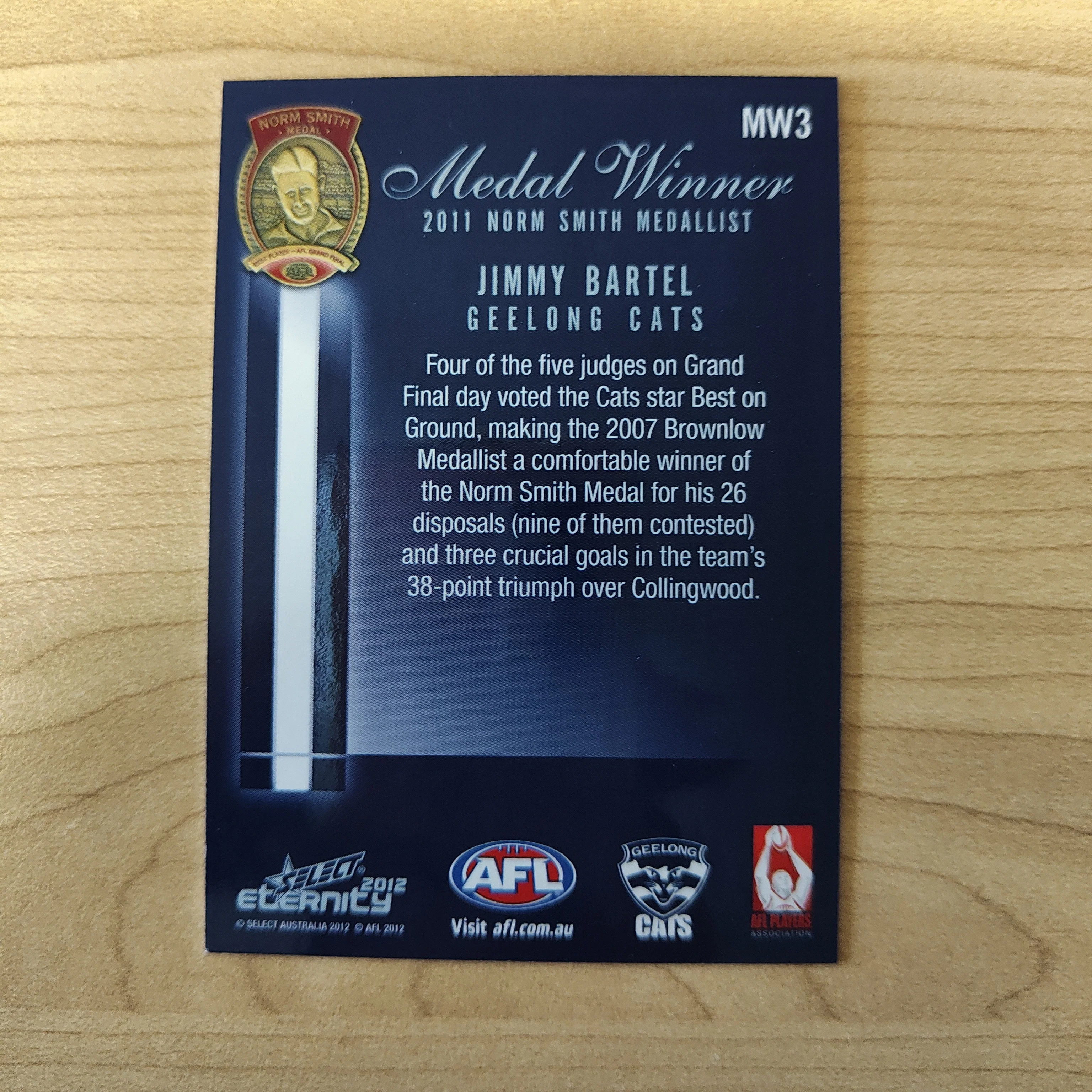 2012 Select Eternity Medal Winner Jimmy Bartel Geelong - Image 2