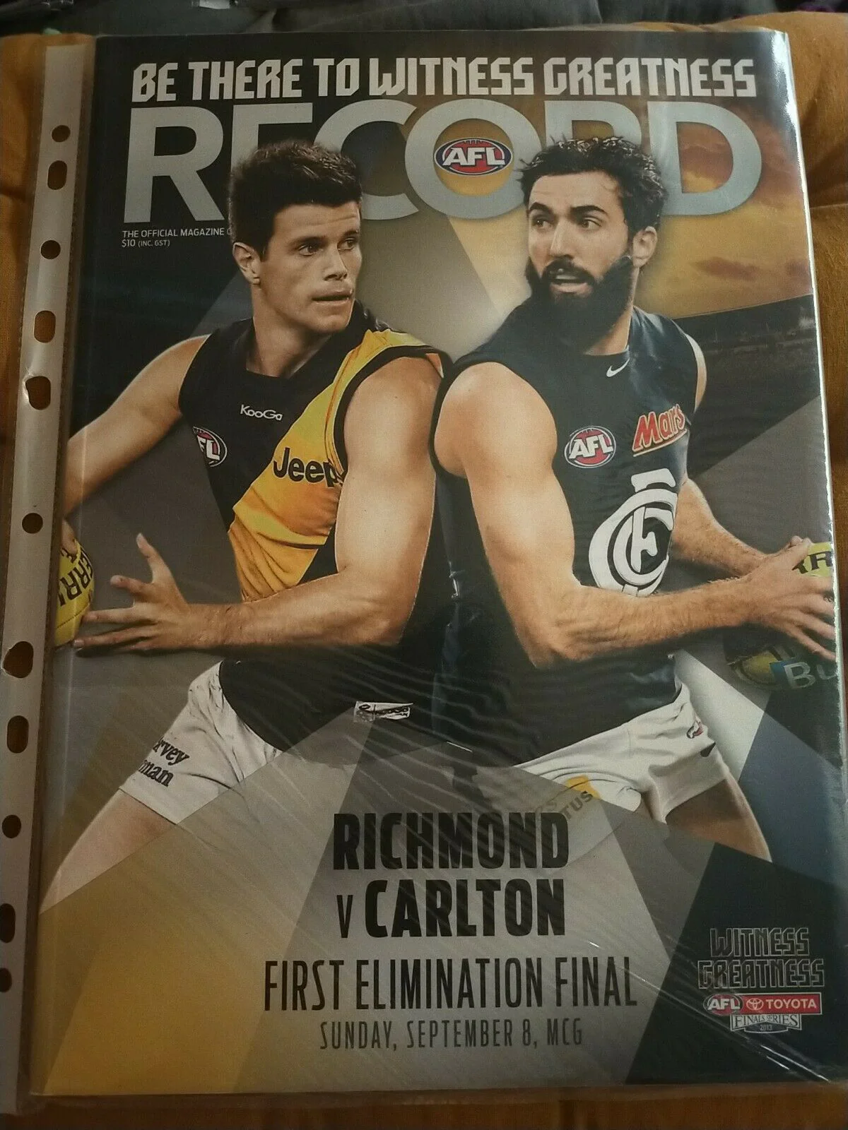 2013 1st Elimination Final AFL Football Record Richmond v Carlton