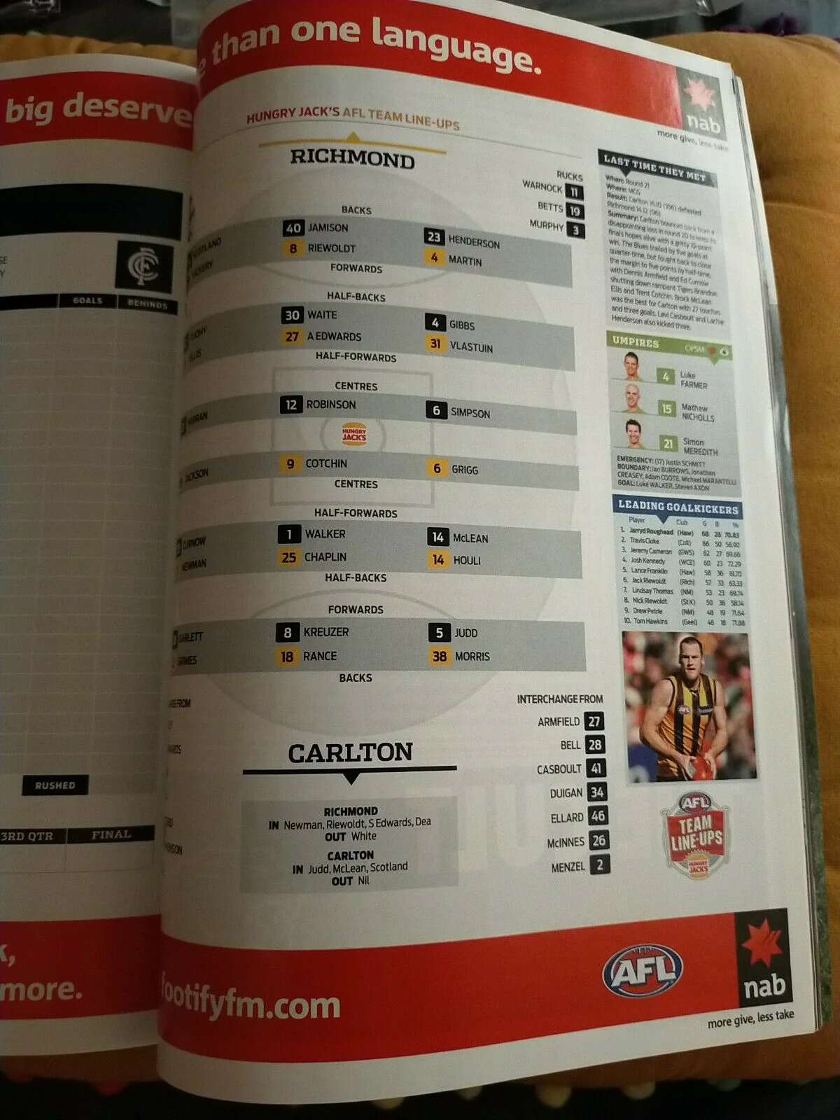2013 1st Elimination Final AFL Football Record Richmond v Carlton - Image 4