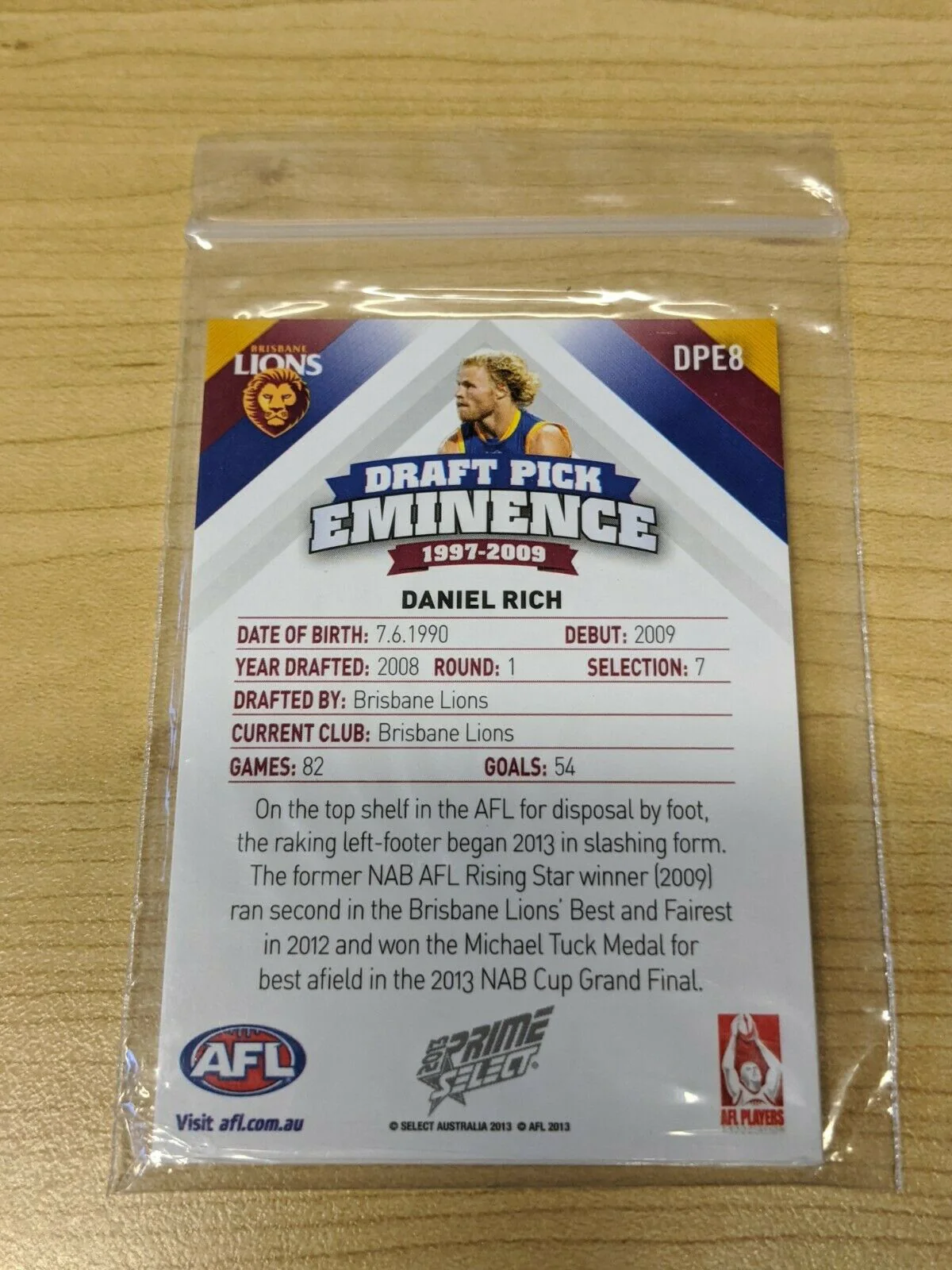2013 AFL Select Prime Draft Pick Eminence Team Set Brisbane DPE6-DP8 - Image 2