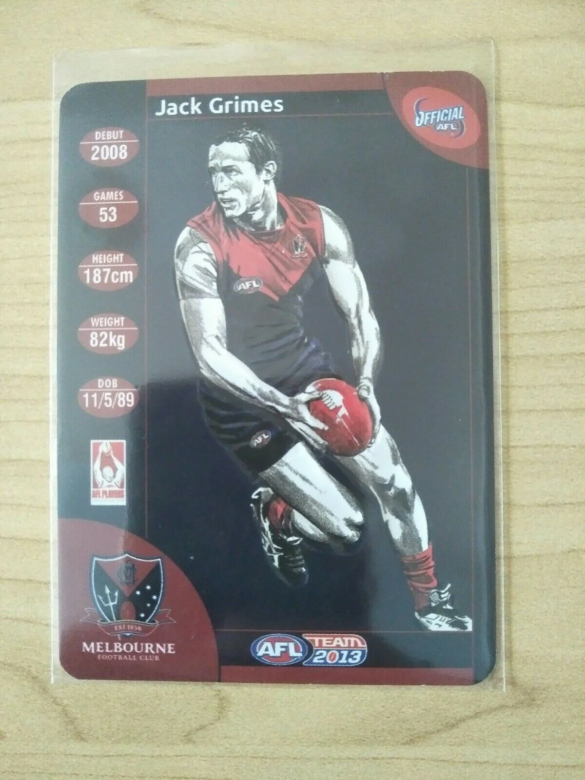 2013 AFL Teamcoach Cards Star Wild Card Jack Grimes Melbourne Demons - Image 2