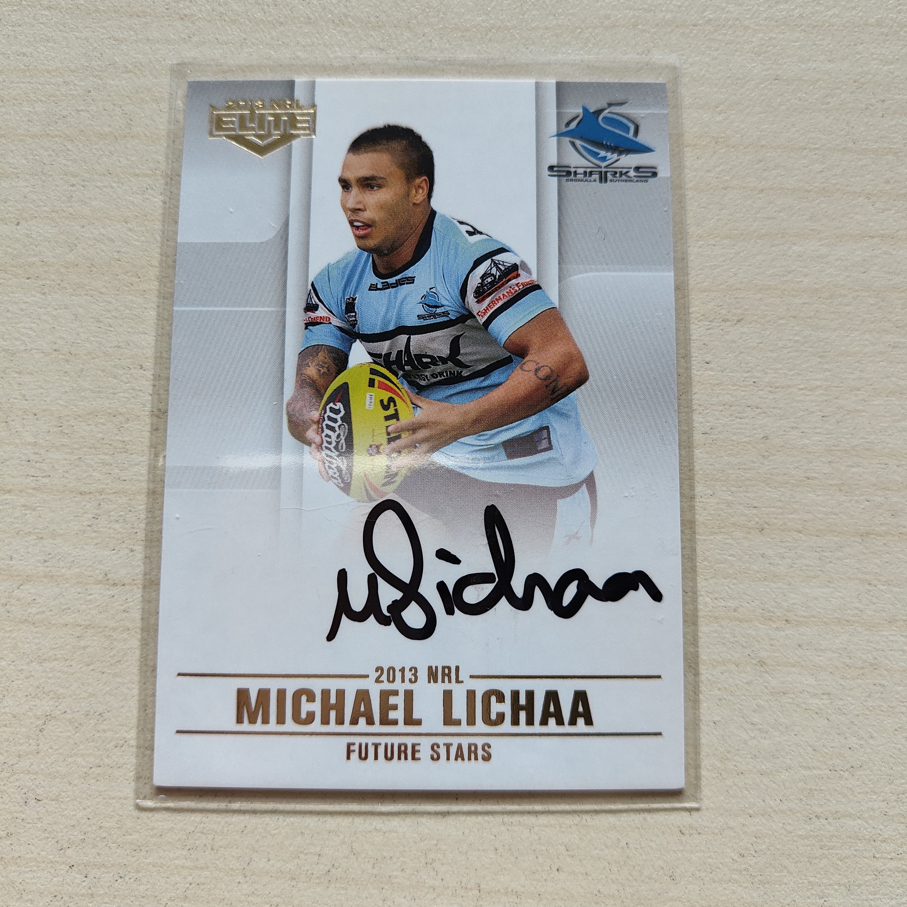2013 NRL Elite Future Stars Signature Card Michael Lichaa Sharks