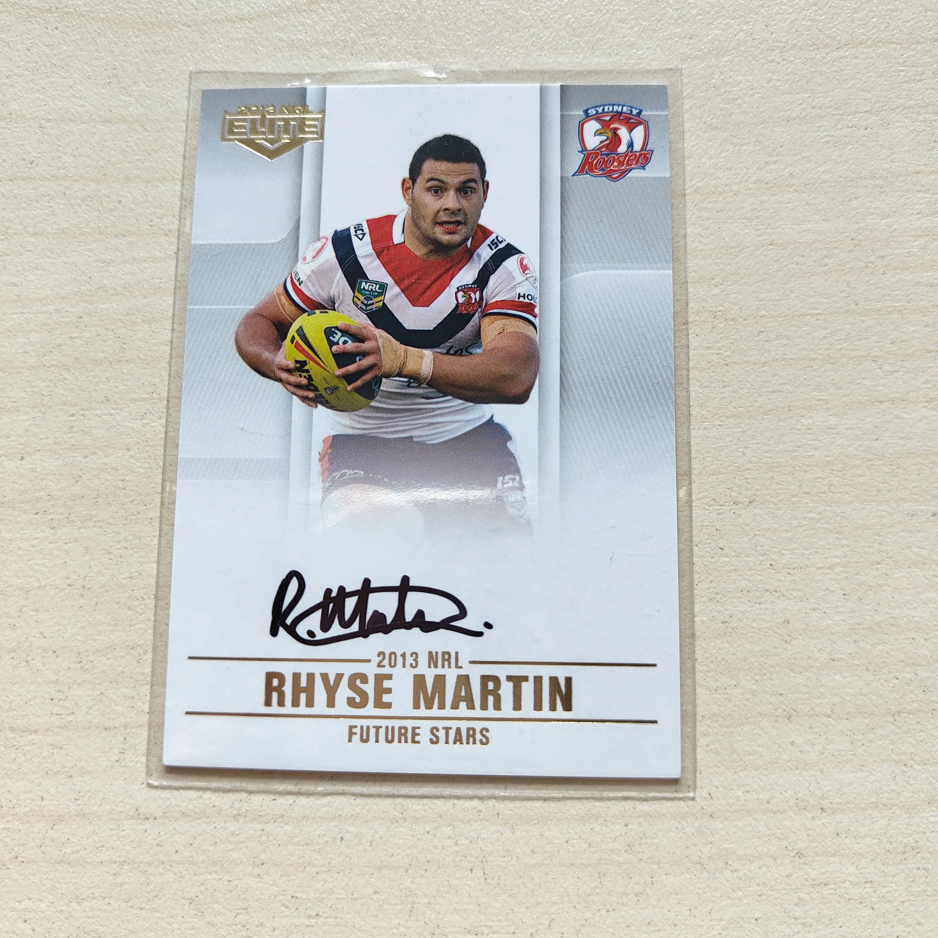 2013 NRL Elite Future Stars Signature Card Rhyse Martin Roosters