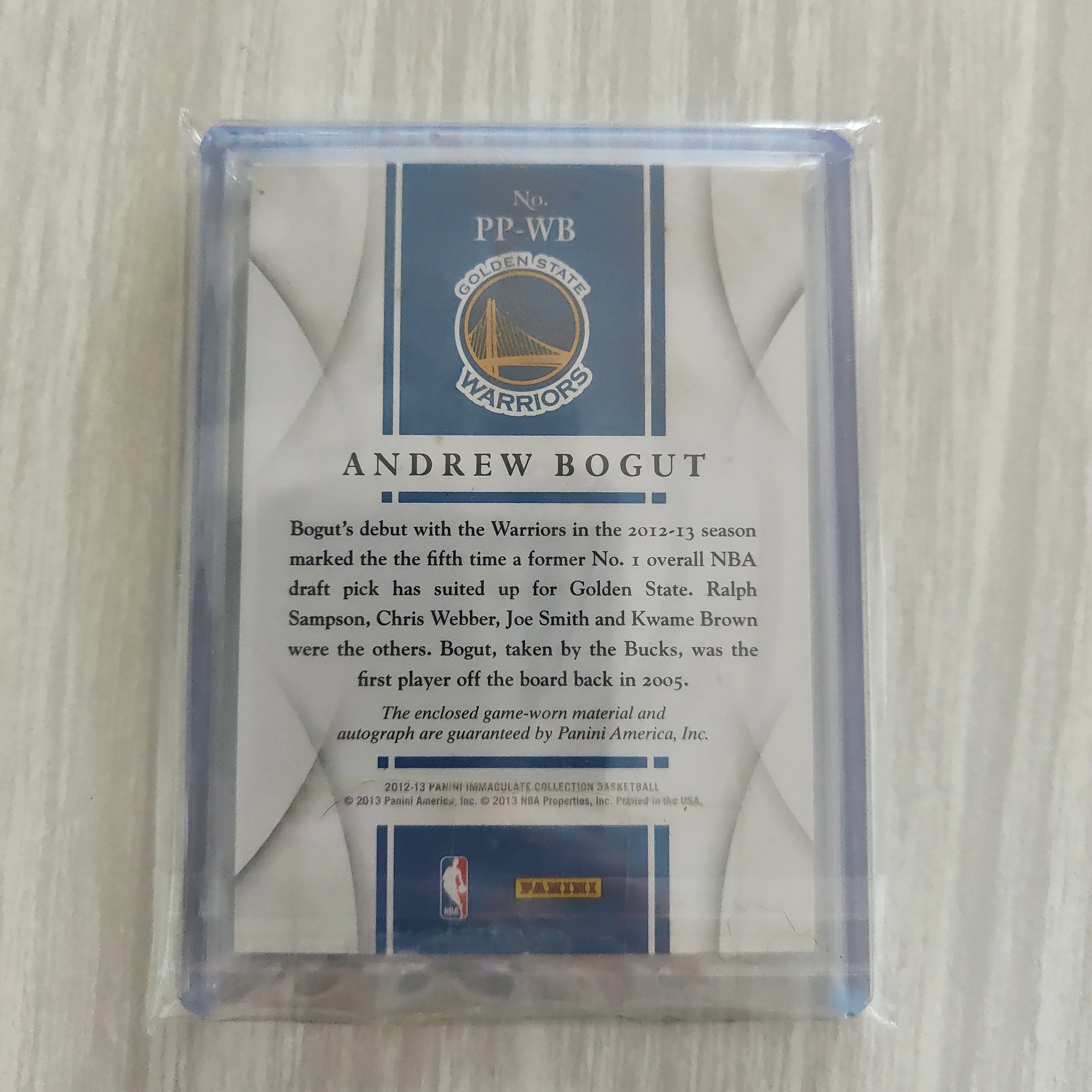 2013 Panini Immaculate Collection Andrew Bogut Signature Patch Card NBA Basketball Card 11/75 - Image 2