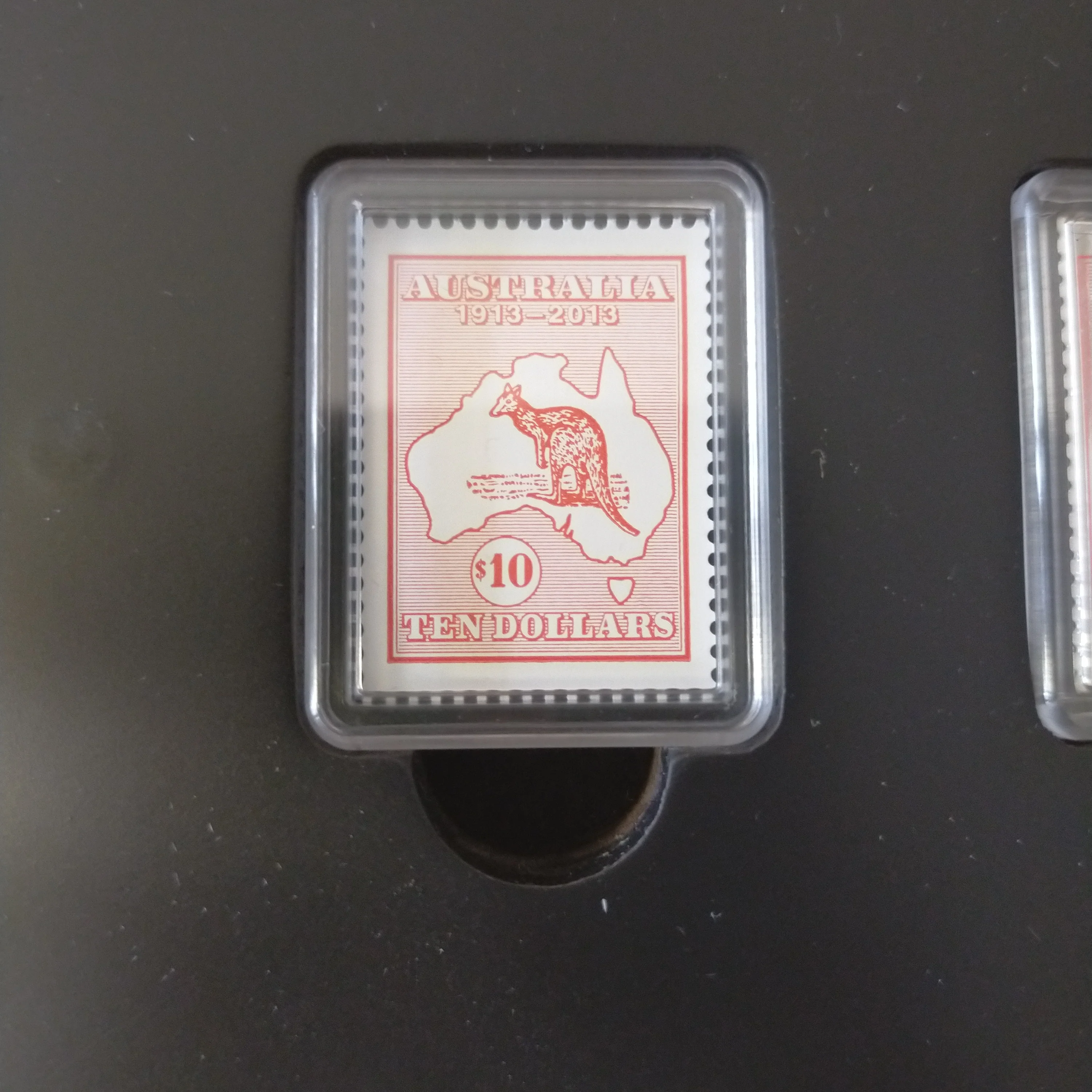 Australia 2013 Perth Mint Australia Post $10 Kangaroo and Map 1/2oz .999 Proof Silver Coin and Stamp Set - Image 3