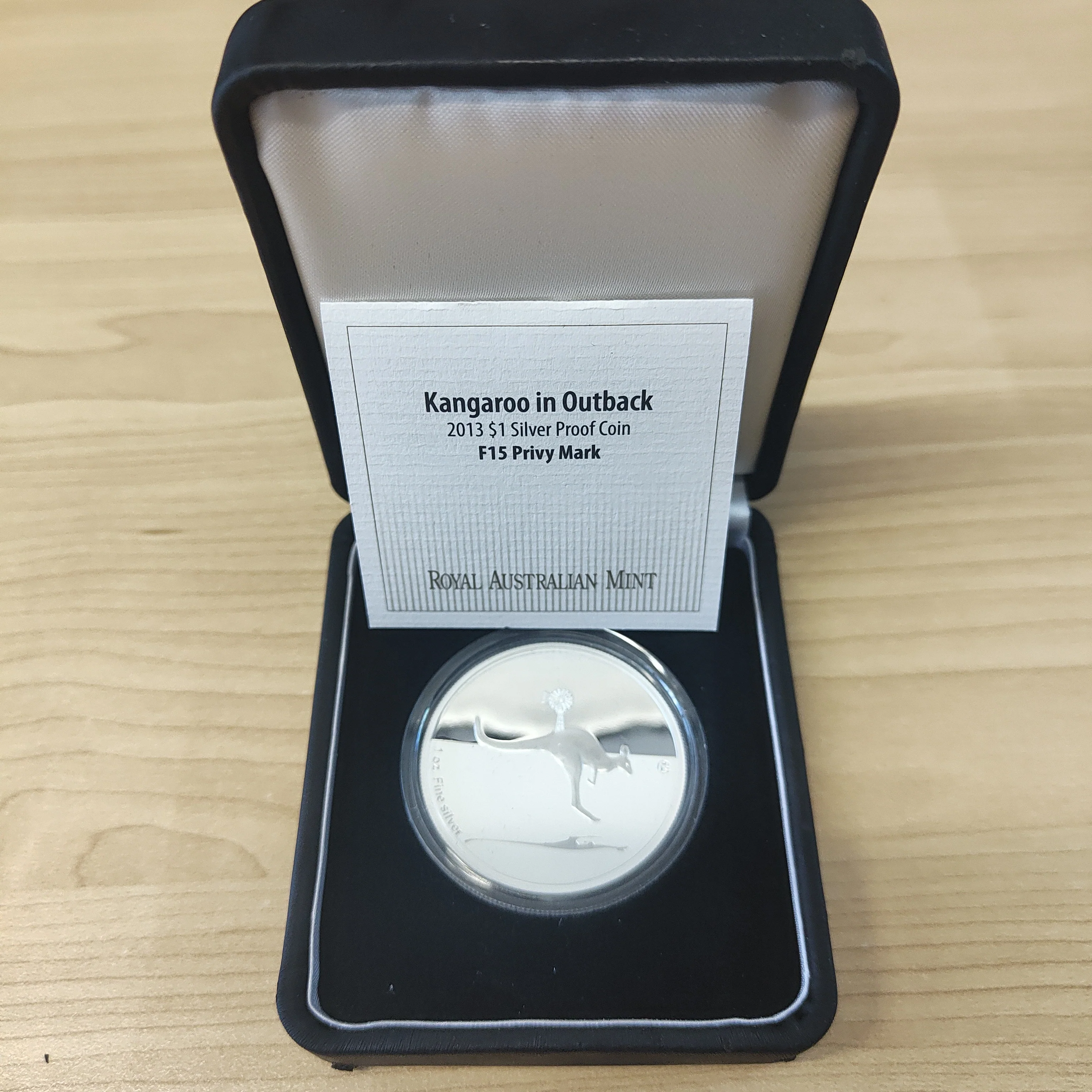 Australia 2013 Royal Australian Mint $1 Kangaroo in Outback Silver Proof Coin F15 Privy Mark - Image 2