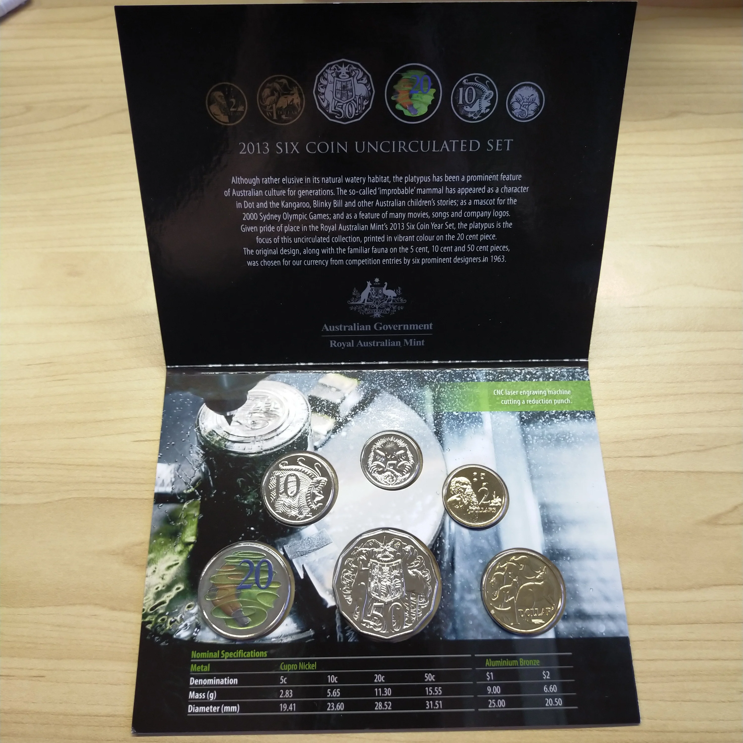 2013 Royal Australian Mint Uncirculated Year Set With special coloured 20c which is unique to this set - Image 2