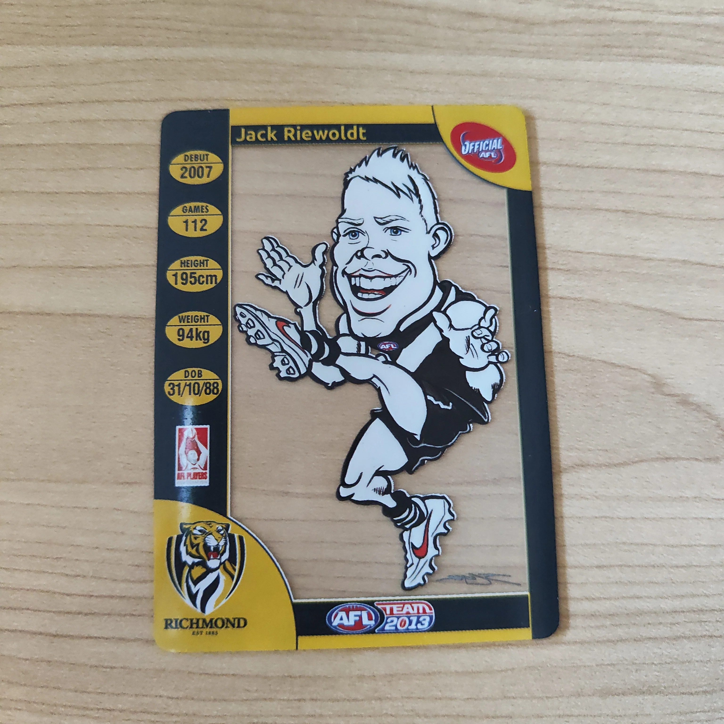 AFL 2013 Teamcoach Magic Wildcard Jack Riewoldt Richmond Football Club MW-14 - Image 2