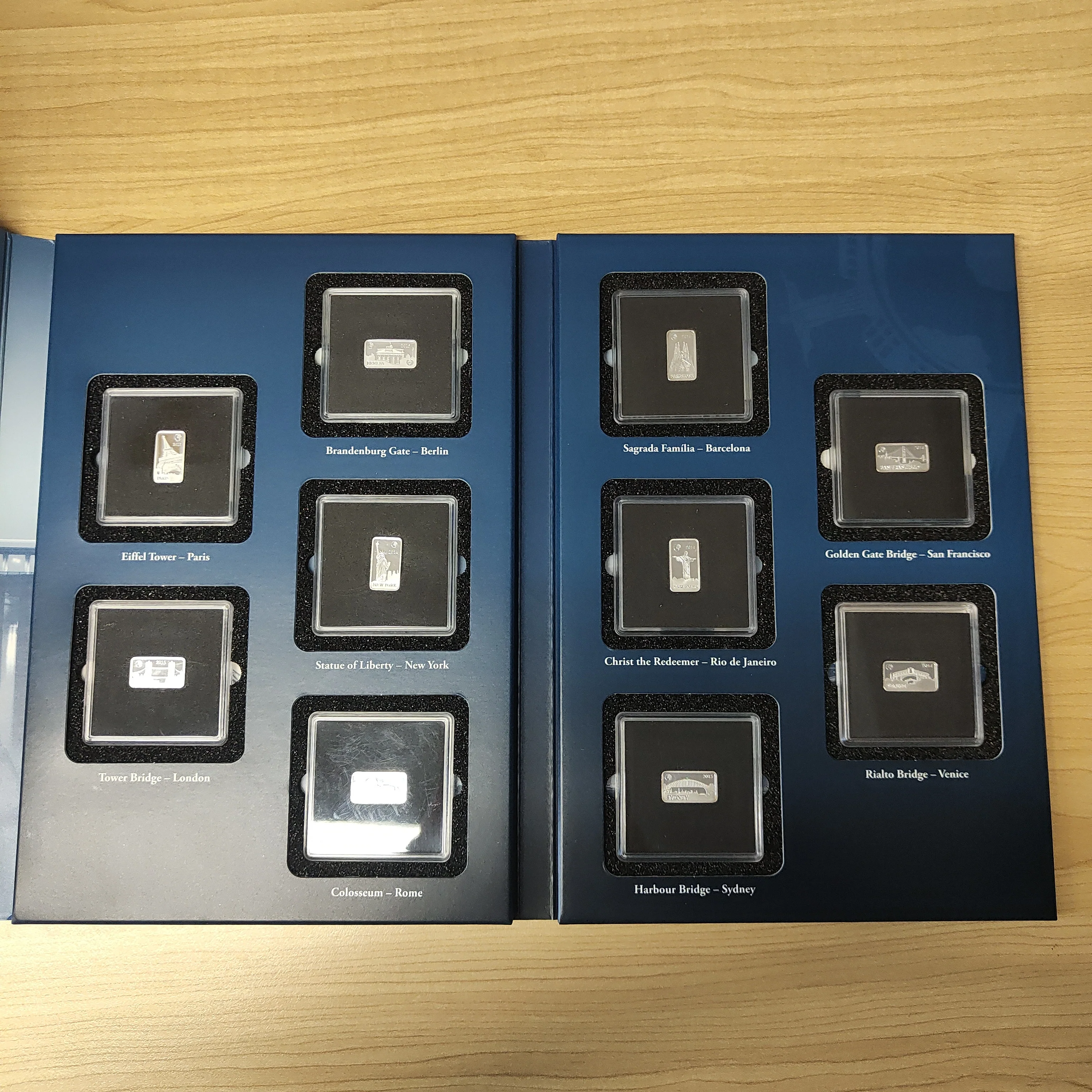 2014-15 Macquarie Mint 50c Solomon Islands Masterpieces of Architecture Famous Landmarks set of 10 Proof .999 Silver Miniature Bars - Image 2