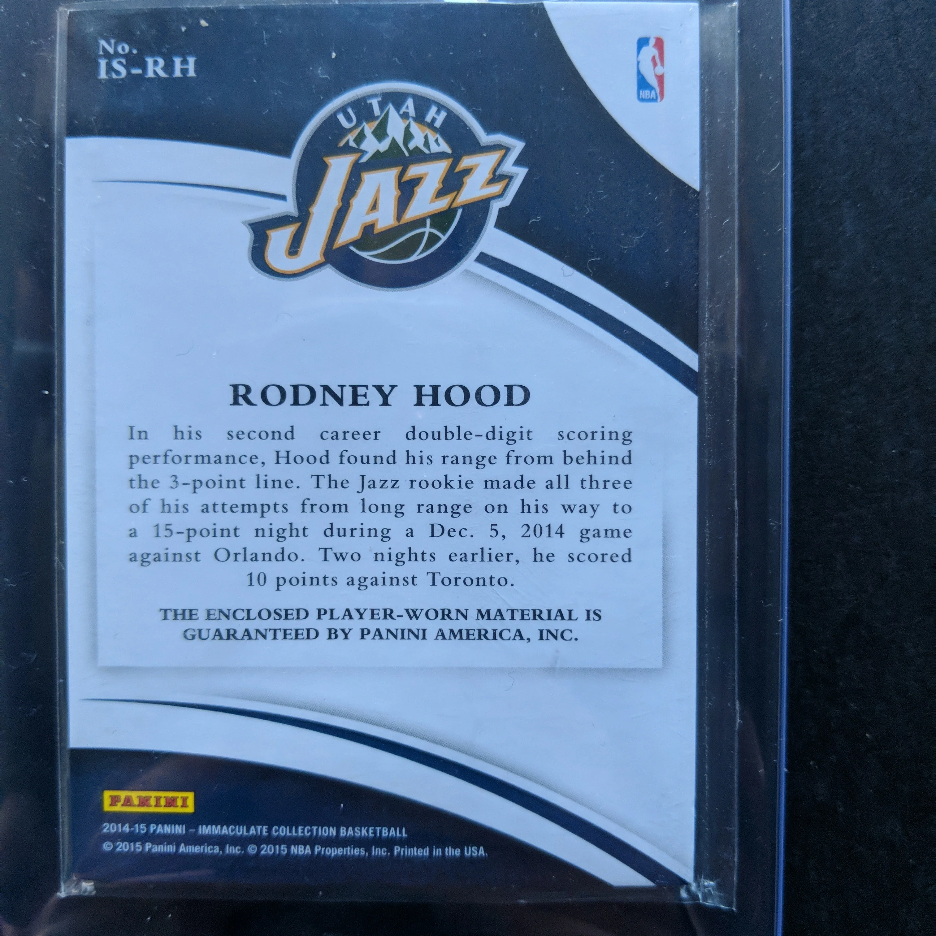 2014-15 Panini Immaculate Collection Rodney Hood - Image 3