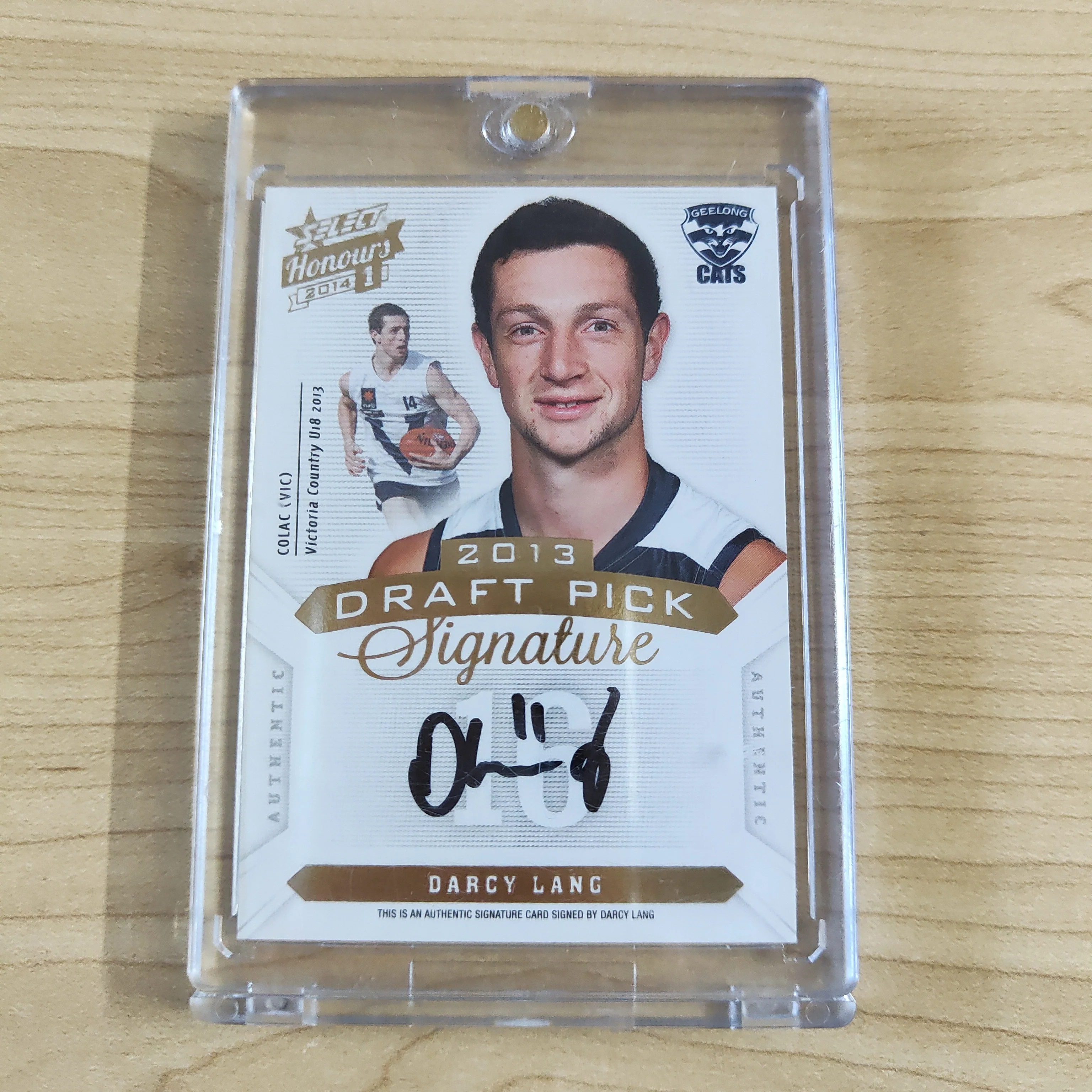 2014 AFL Select Honours 1 Draft Pick Signature Darcy Lang Geelong No. 258/400