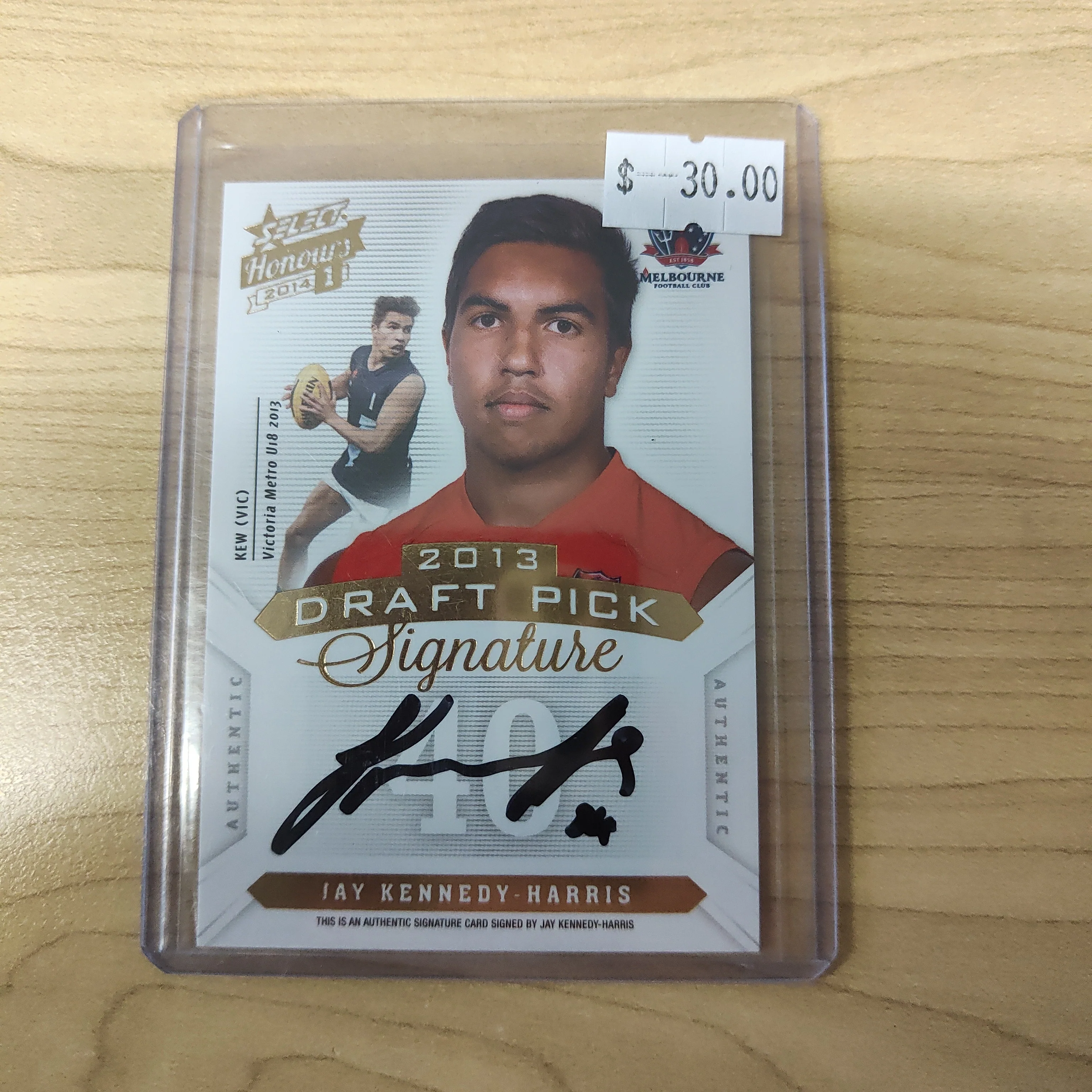 2014 AFL Select Honours 1 Draft Pick Signature Jay Kennedy-Harris Melbourne No. 229/400