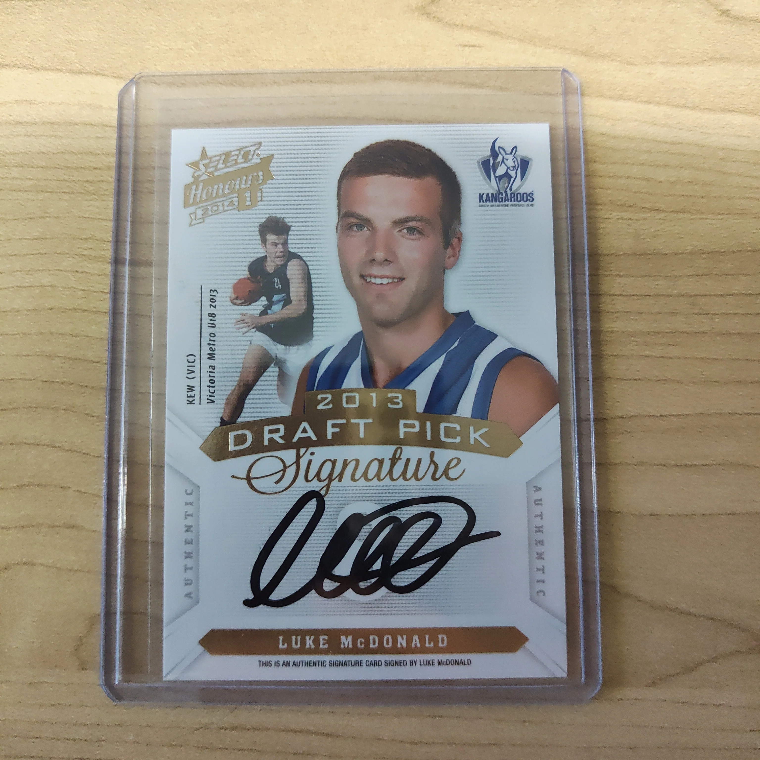 2014 AFL Select Honours 1 Draft Pick Signature Luke McDonald North Melbourne No. 214/400