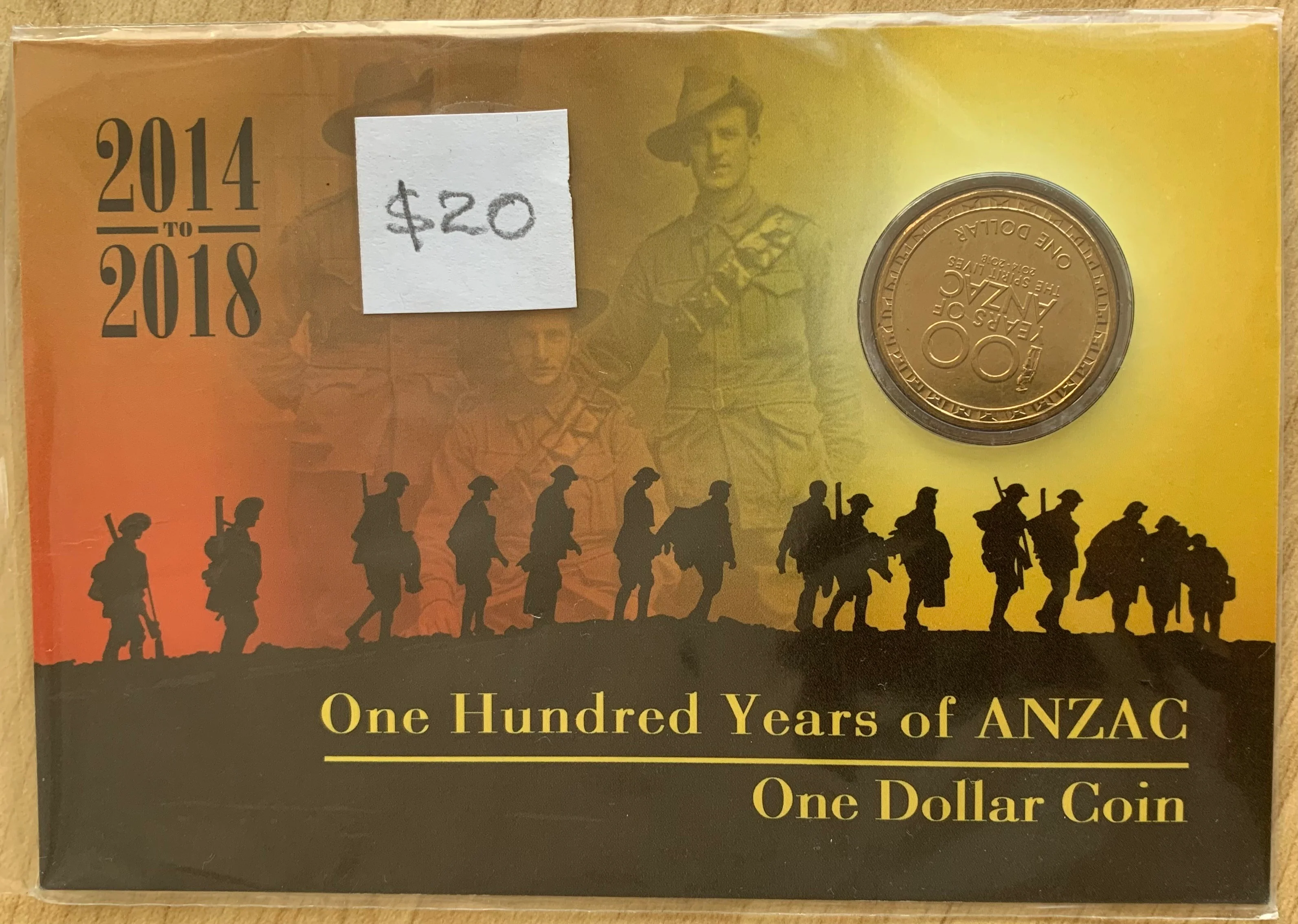 Australia 2014 $1 ANZAC Centenary carded Uncirculated Coin First First World War Centenary - The Spirit Lives