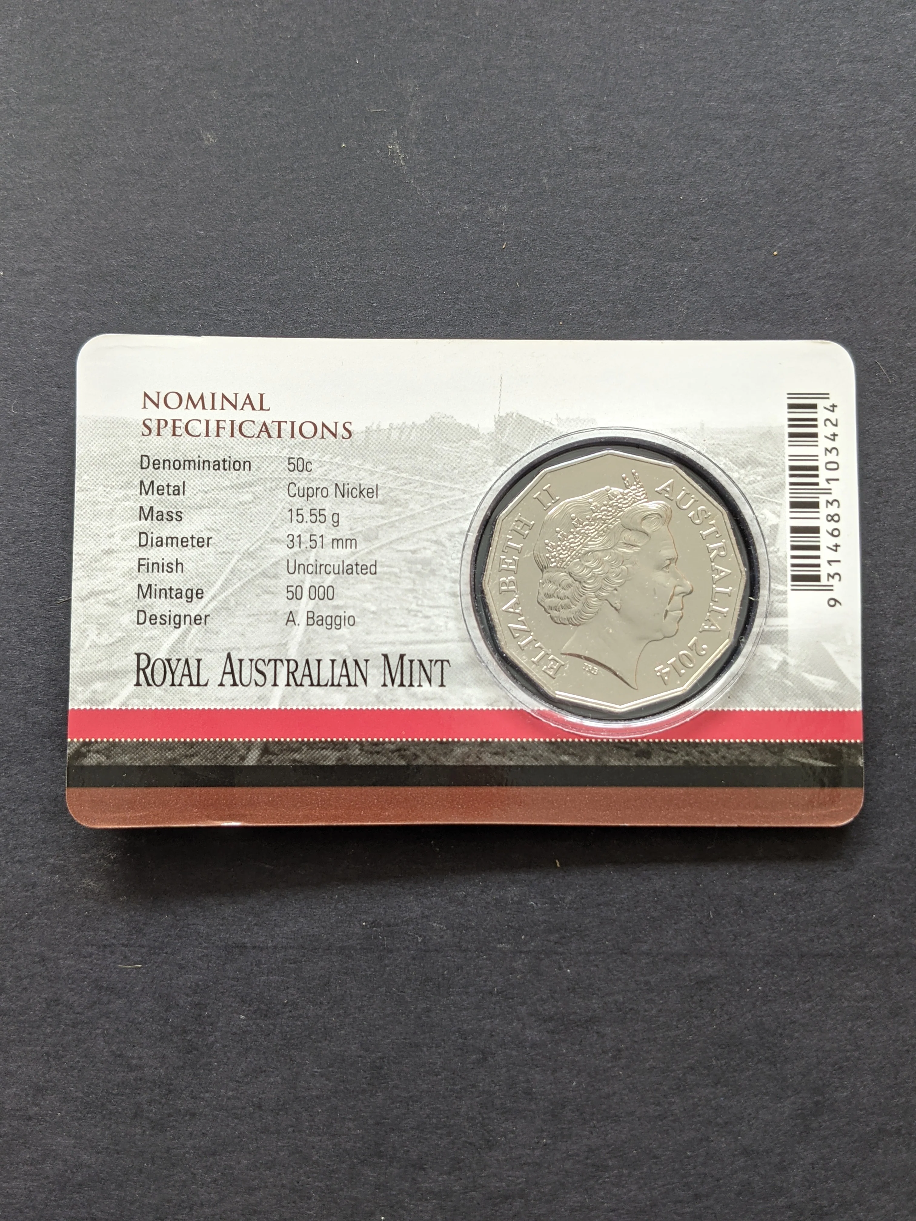 Australia 2014 Royal Australian Mint 50c Australia at War The Western Front Coloured Poppy Coin - Image 3