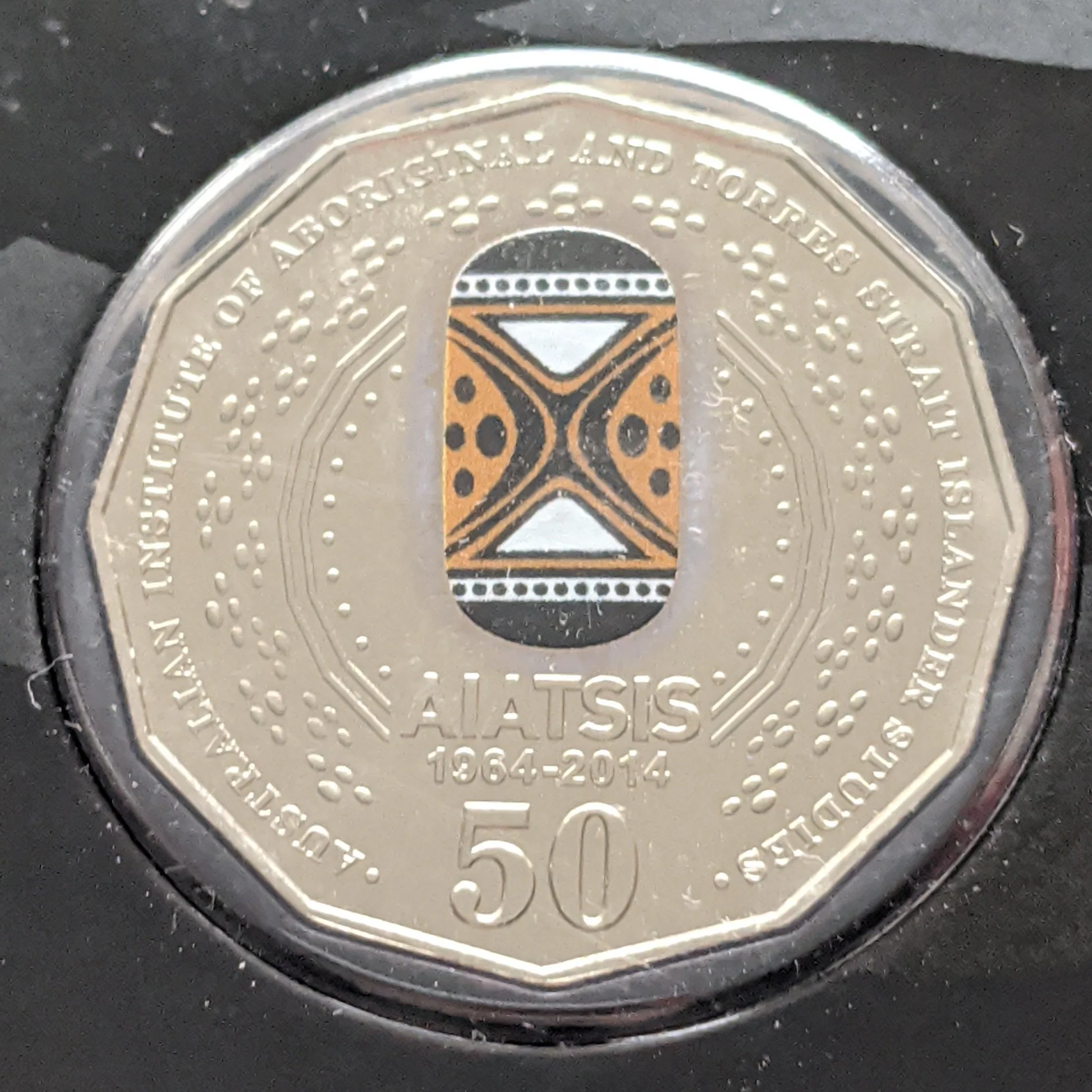 Australia 2014 Royal Australian Mint Fifty Cents 50c 50th Anniversary AIATSIS Coloured Coin