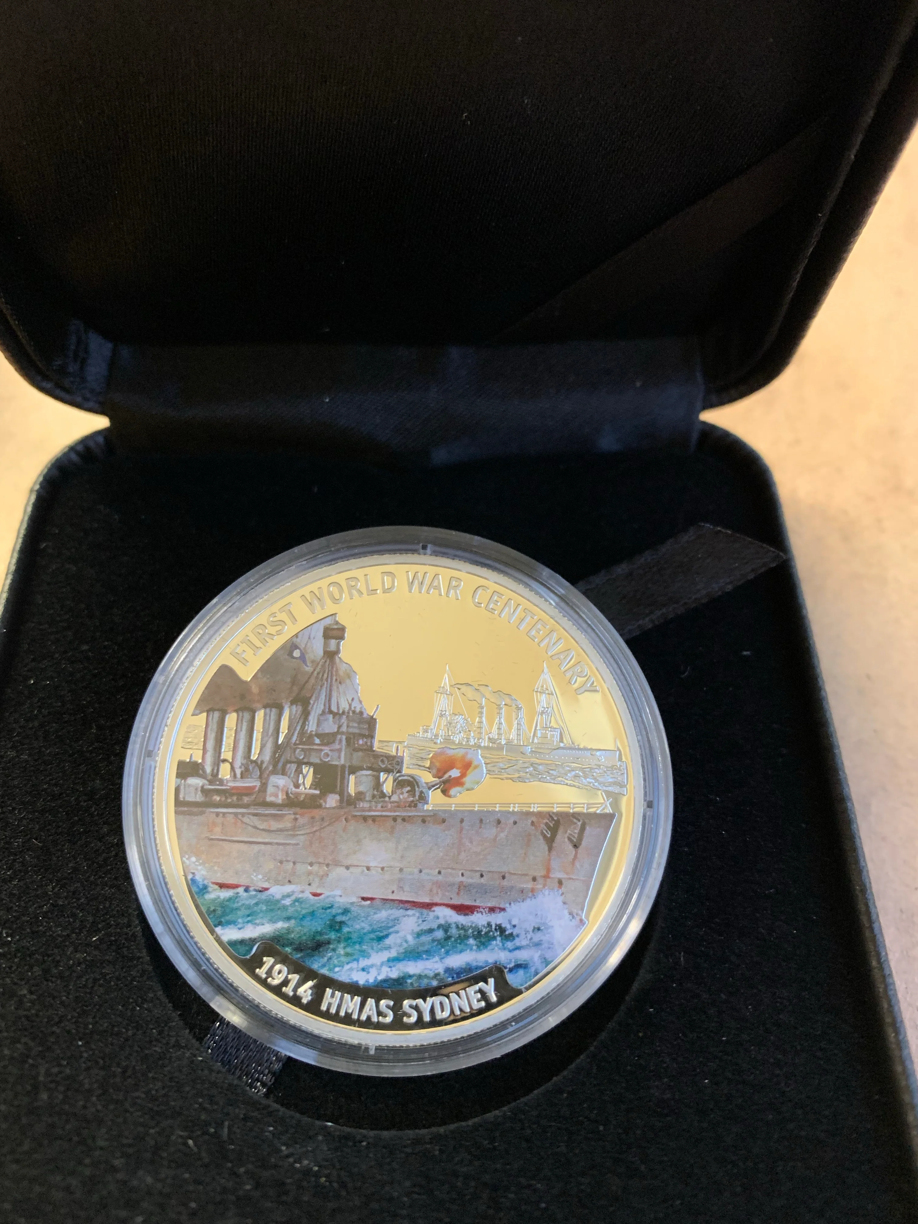 Solomon Islands 2014 First World War - HMAS SYDNEY 1oz .925 Silver Coin Box Cert - Image 2