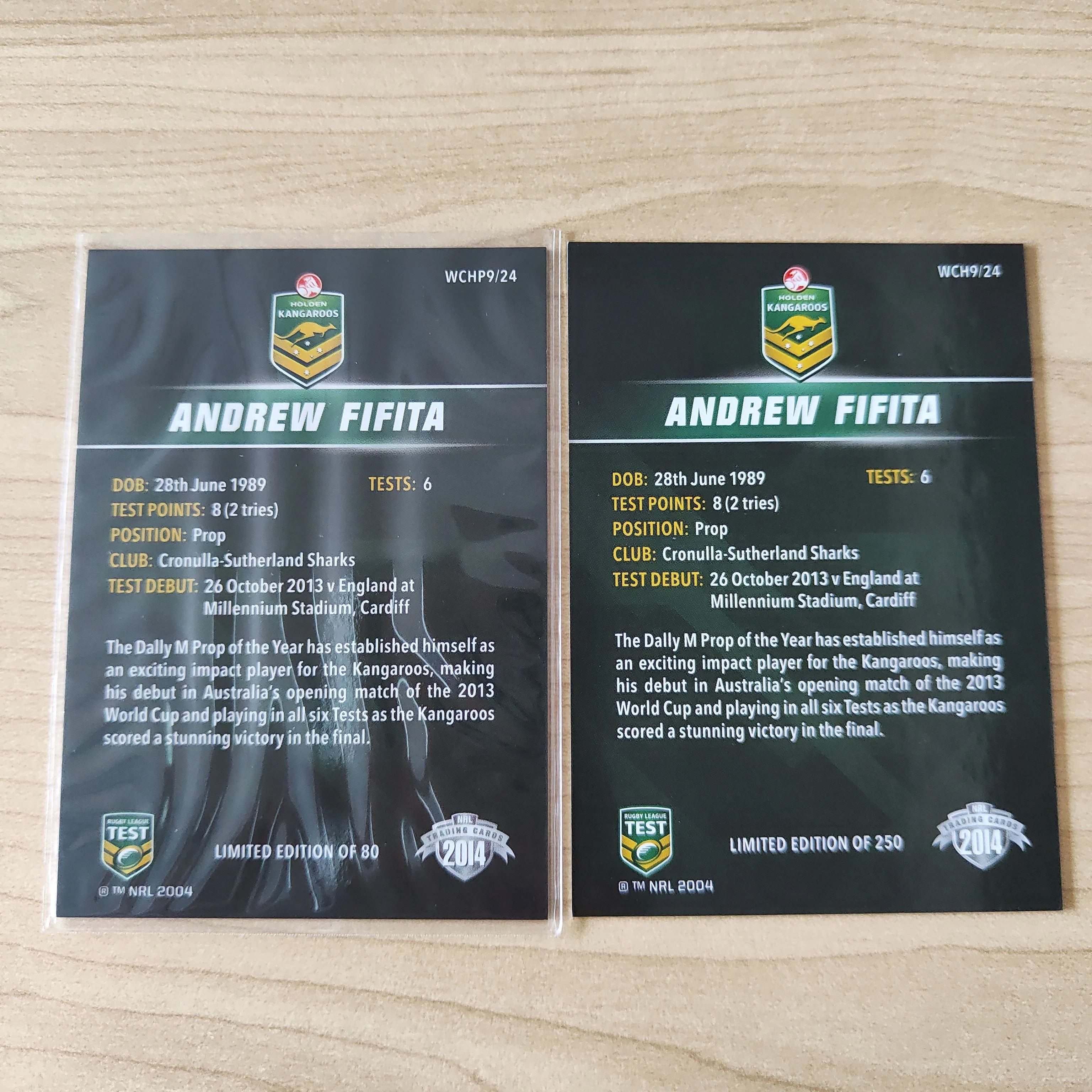 2014 NRL Elite World Cup Heroes Andrew Fifita Base and Platinum Card - Image 2
