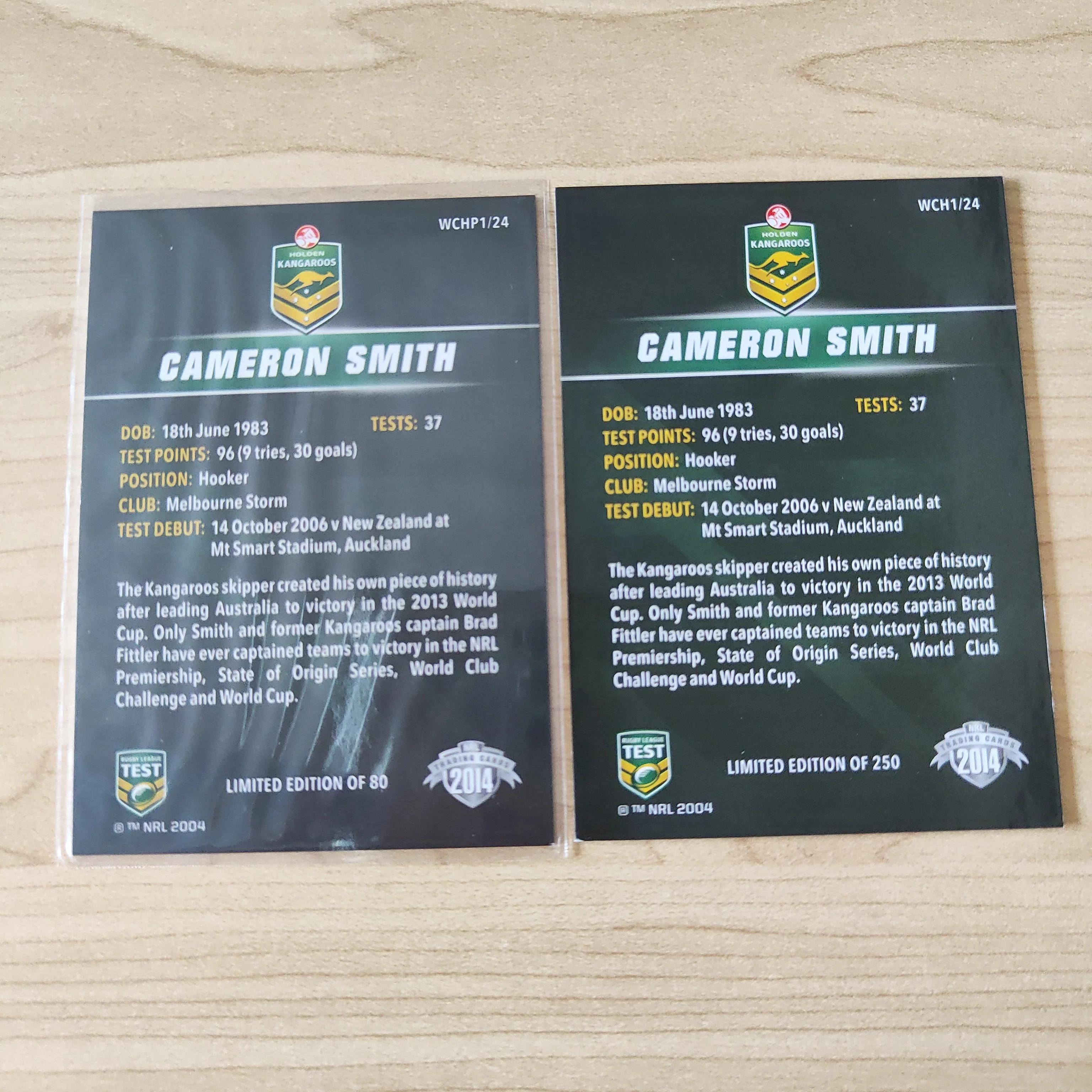 2014 NRL Elite World Cup Heroes Cameron Smith Base and Platinum Card - Image 2