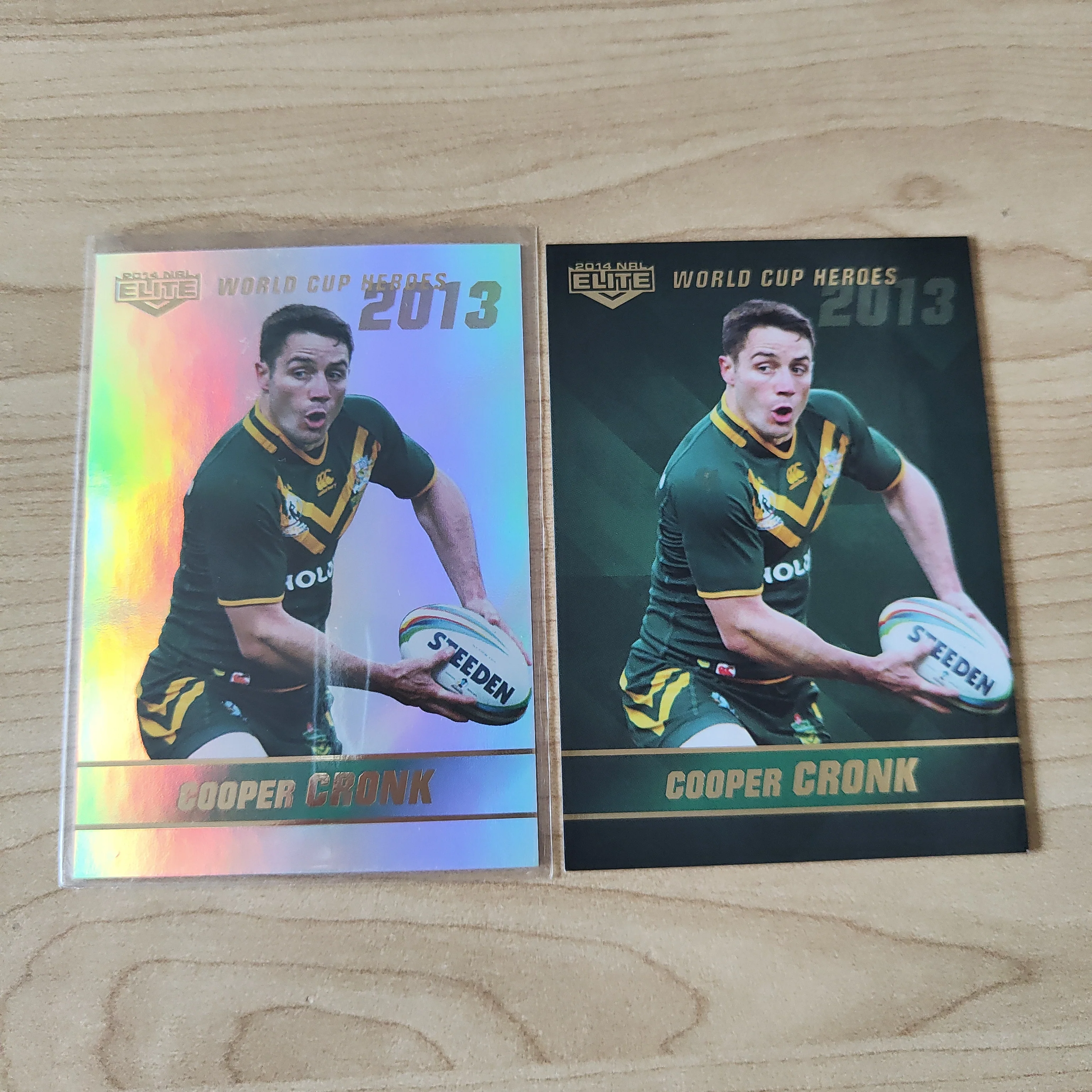 2014 NRL Elite World Cup Heroes Cooper Cronk Base and Platinum Card