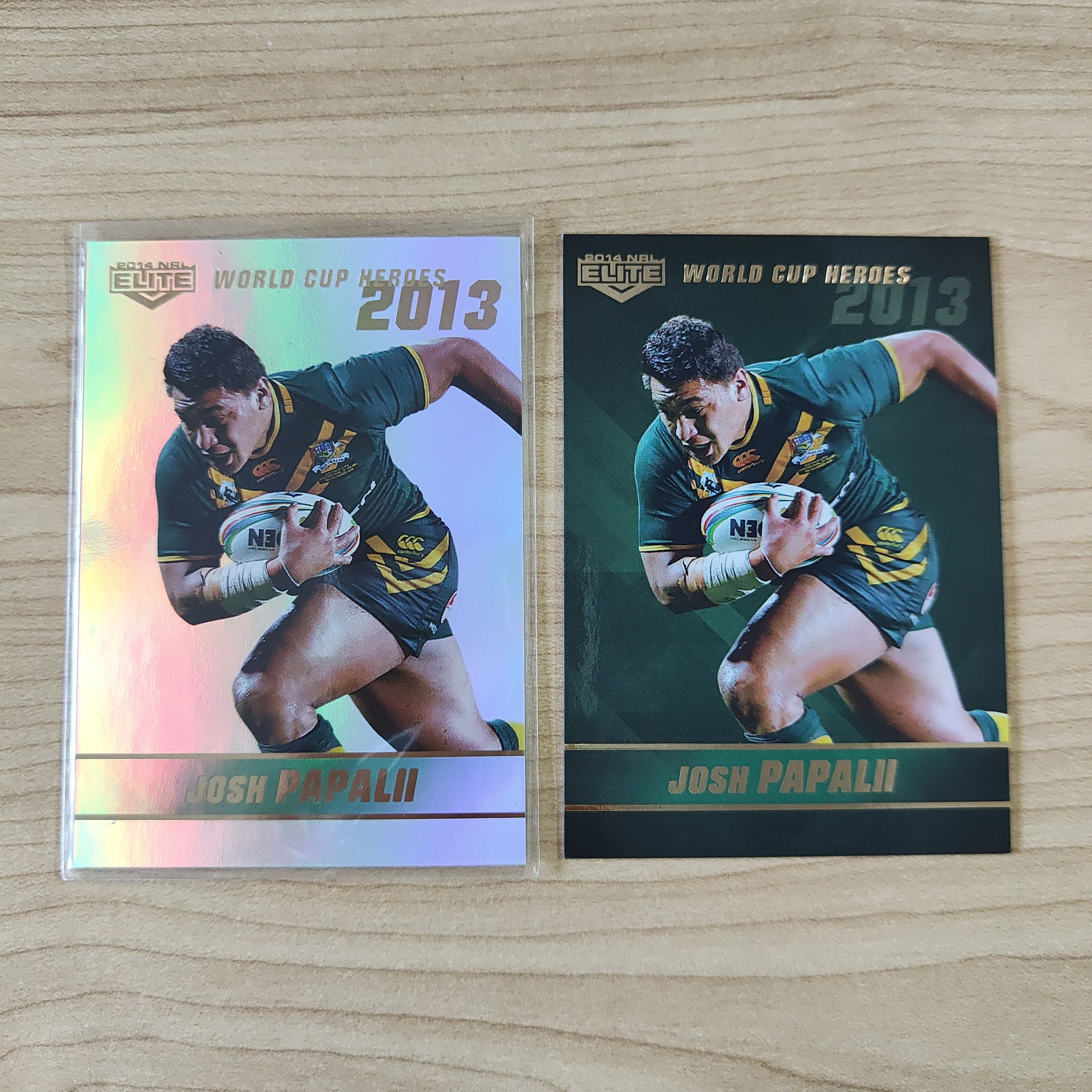 2014 NRL Elite World Cup Heroes Josh Papalii Base and Platinum Card