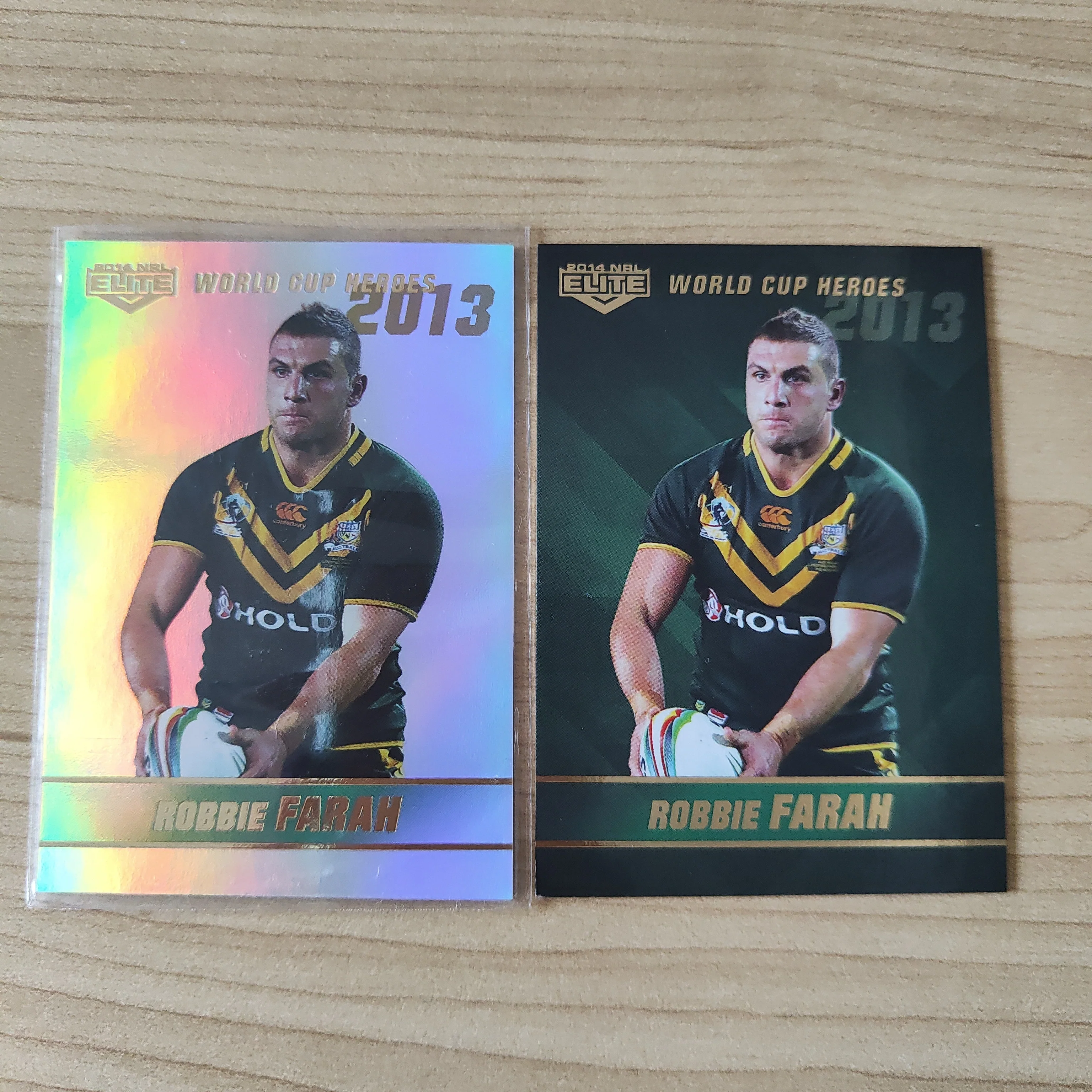 2014 NRL Elite World Cup Heroes Robbie Farah Base and Platinum Card