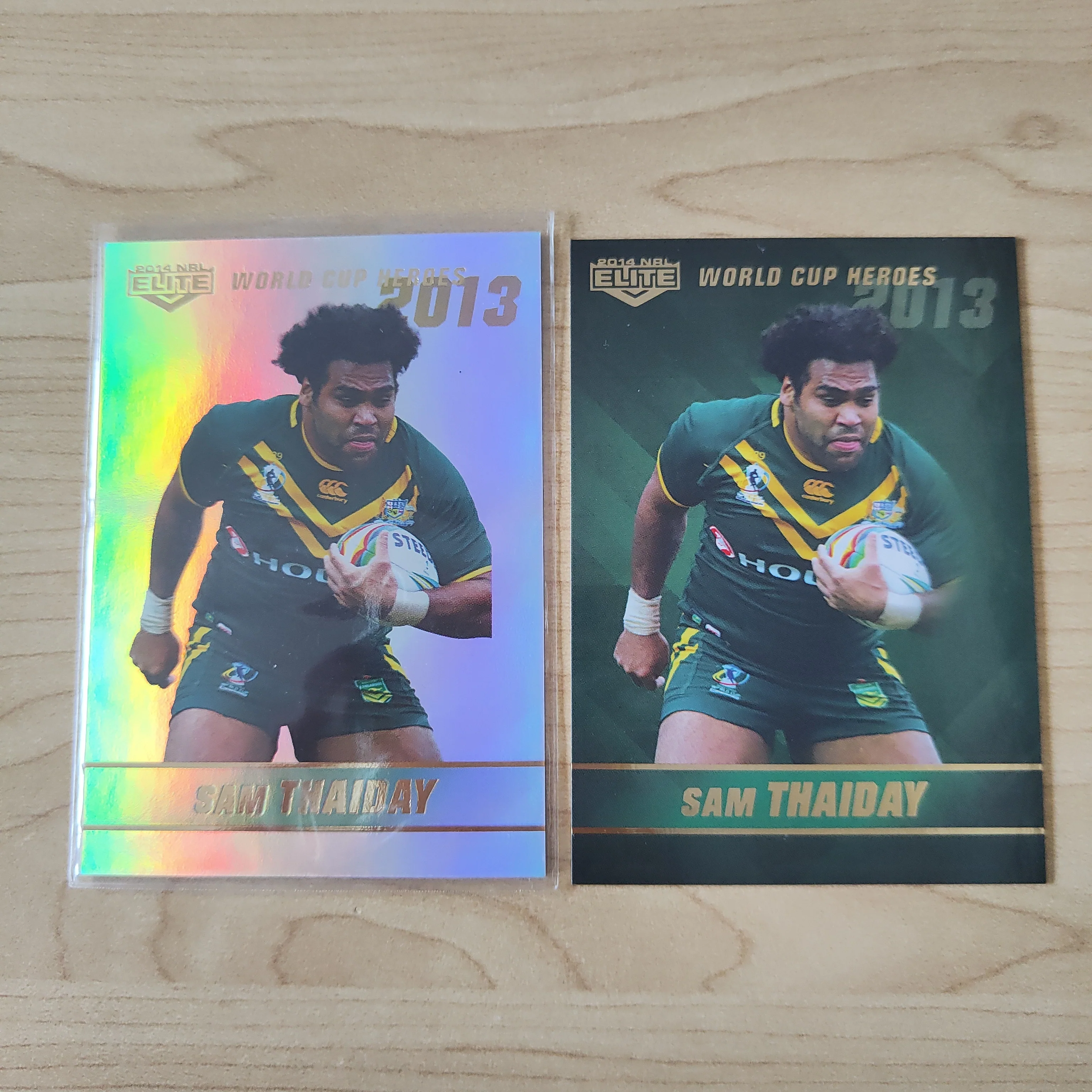 2014 NRL Elite World Cup Heroes Sam Thaiday Base and Platinum Card