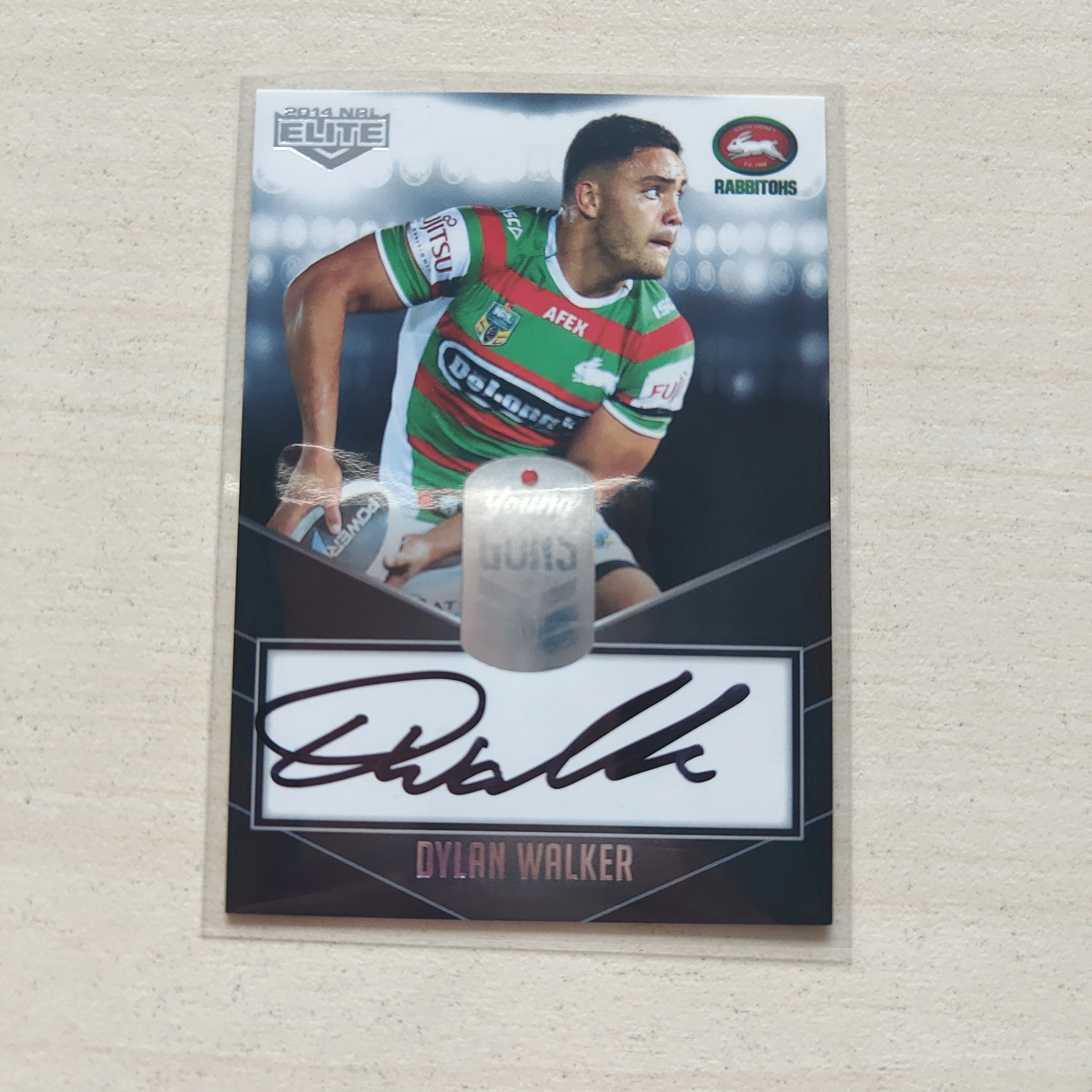 2014 NRL Elite Young Guns Signature Card Dylan Walker Rabbitohs LOW NUMBER