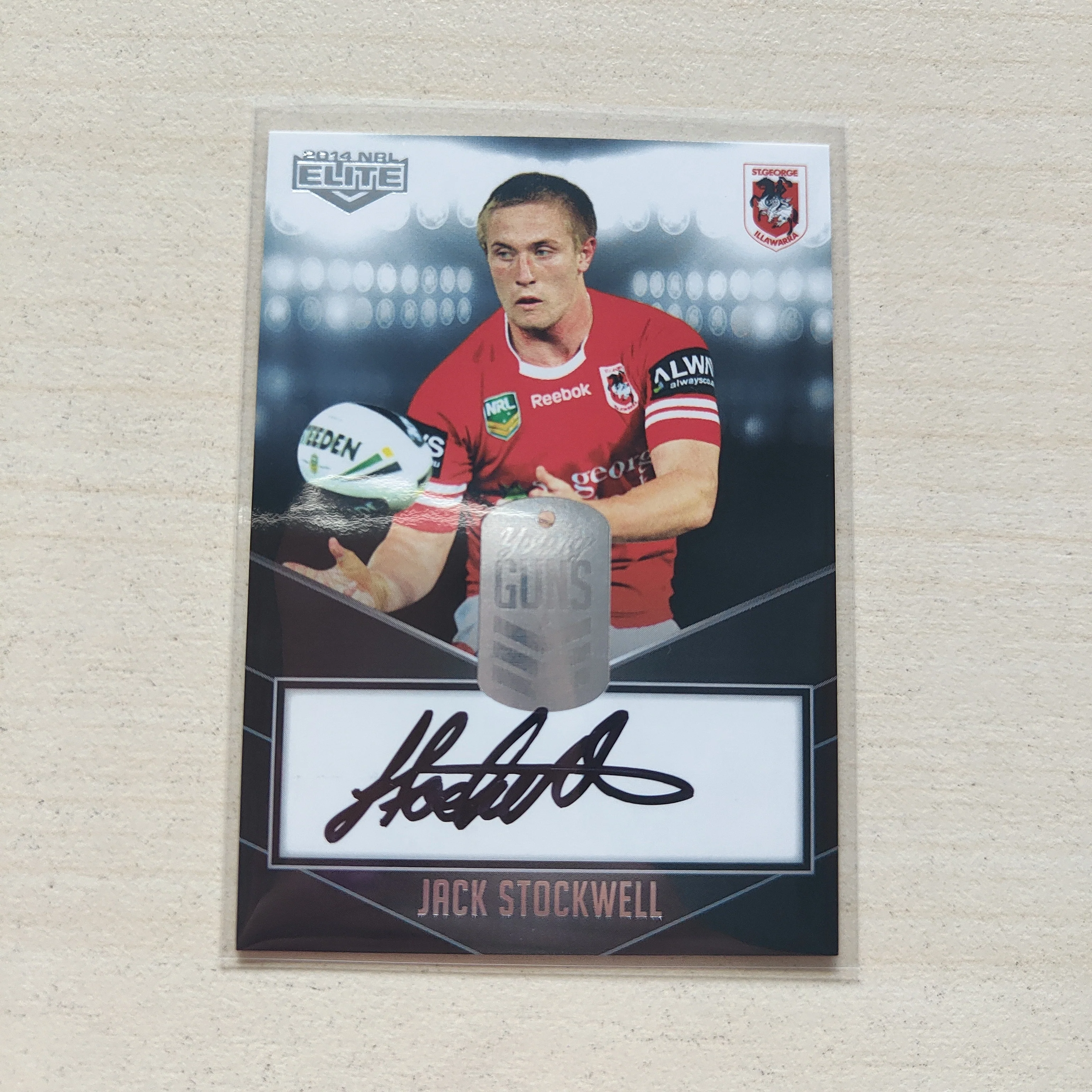 2014 NRL Elite Young Guns Signature Card Jack Stockwell Illawarra