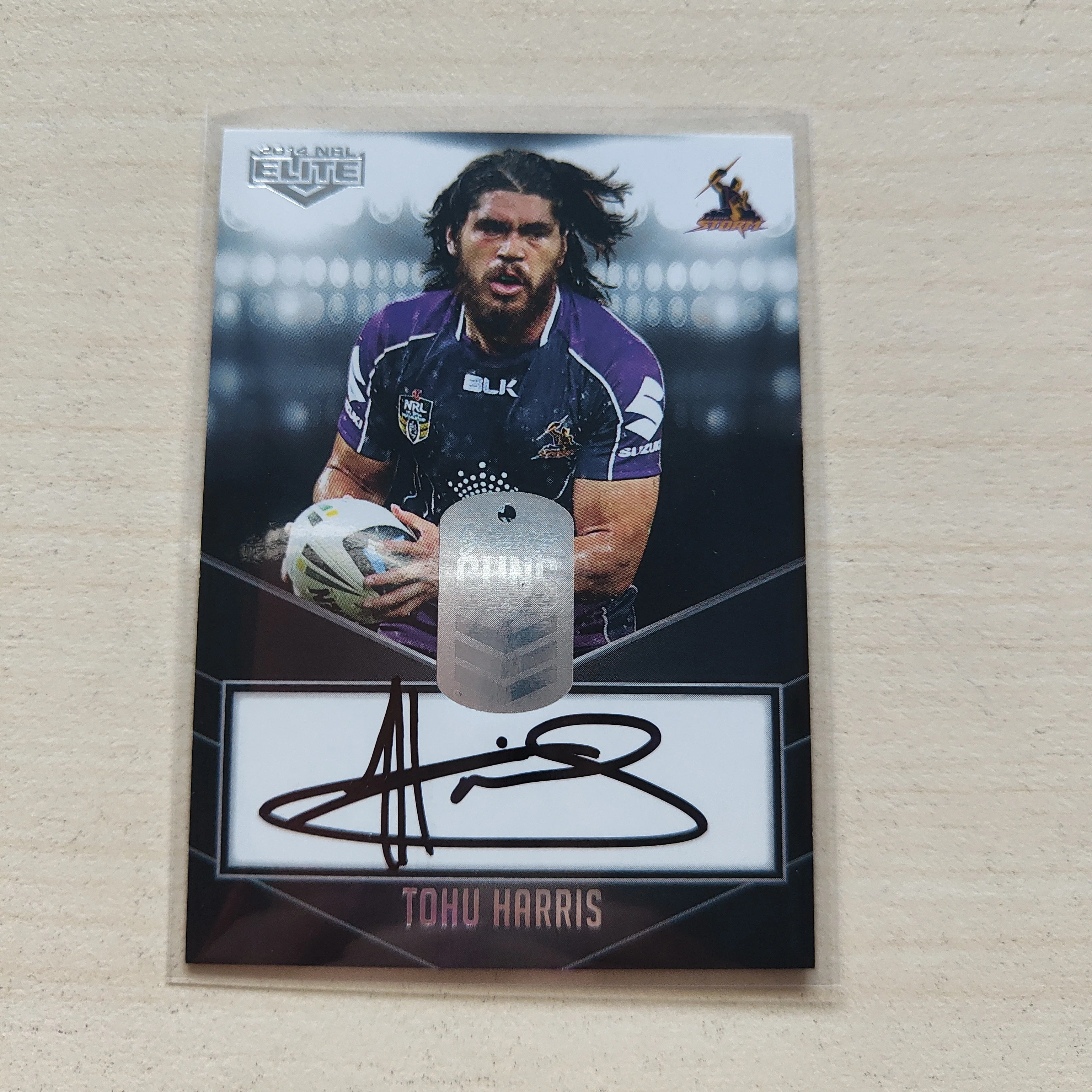 2014 NRL Elite Young Guns Signature Card Tohu Harris Storm